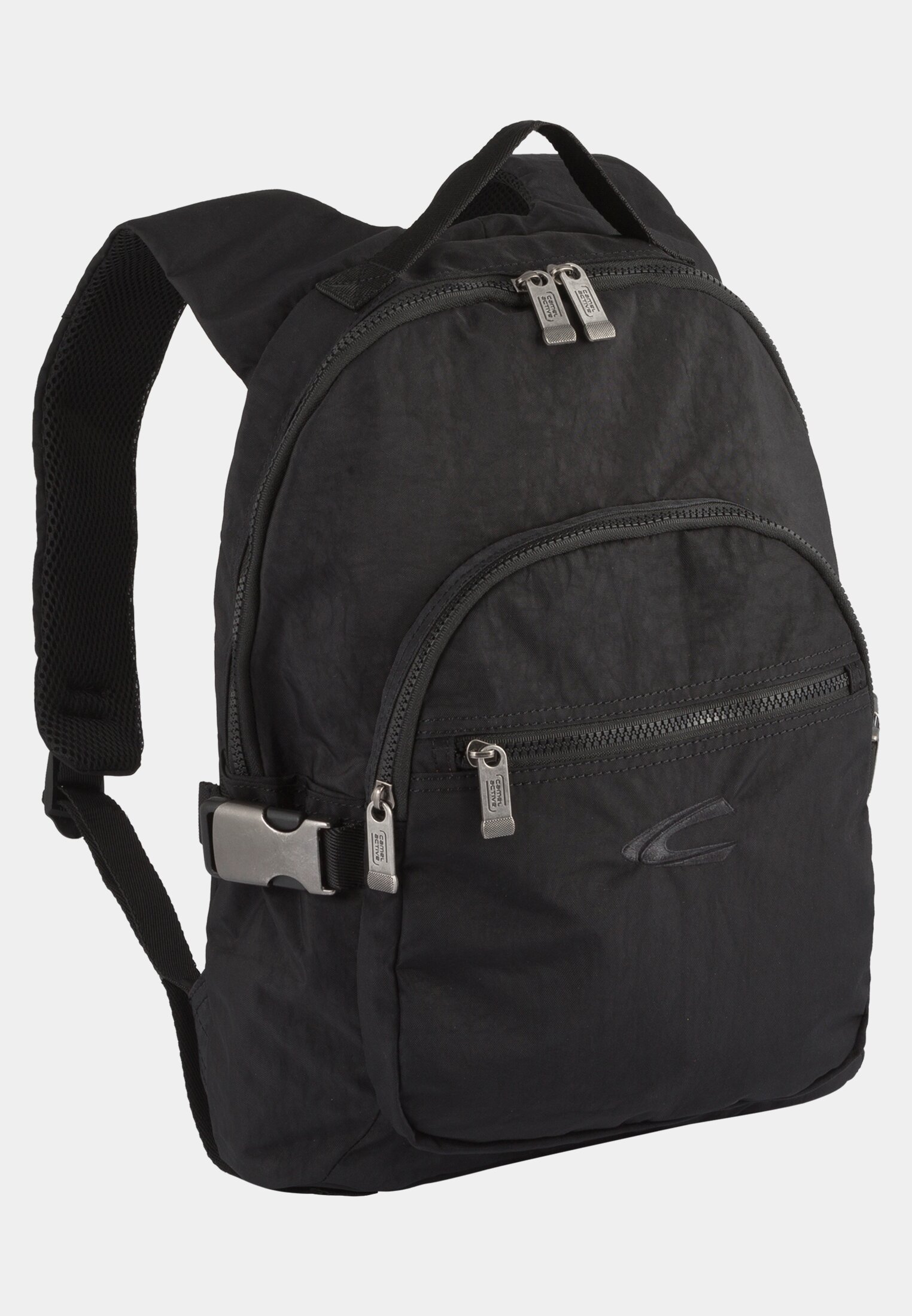 Herren JOURNEY Rucksack mit 2-Wege-Reißverschluss Schwarz frontal vorn