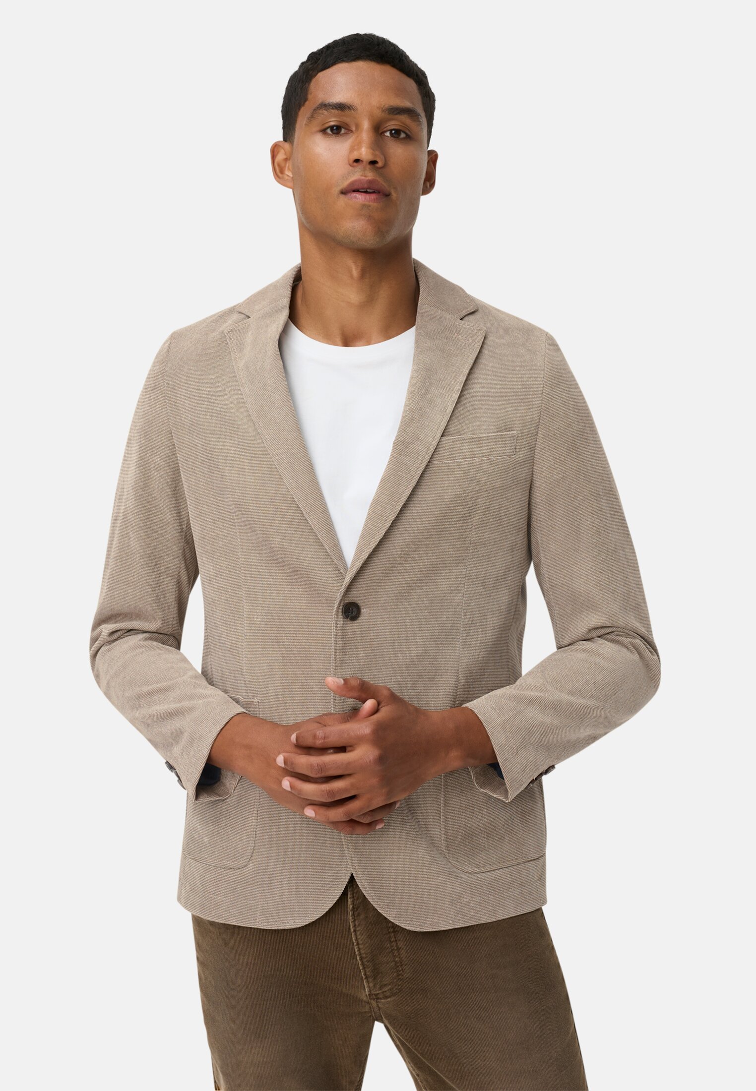 Men Jacket with inside pocket and stretch comfort Beige worn front