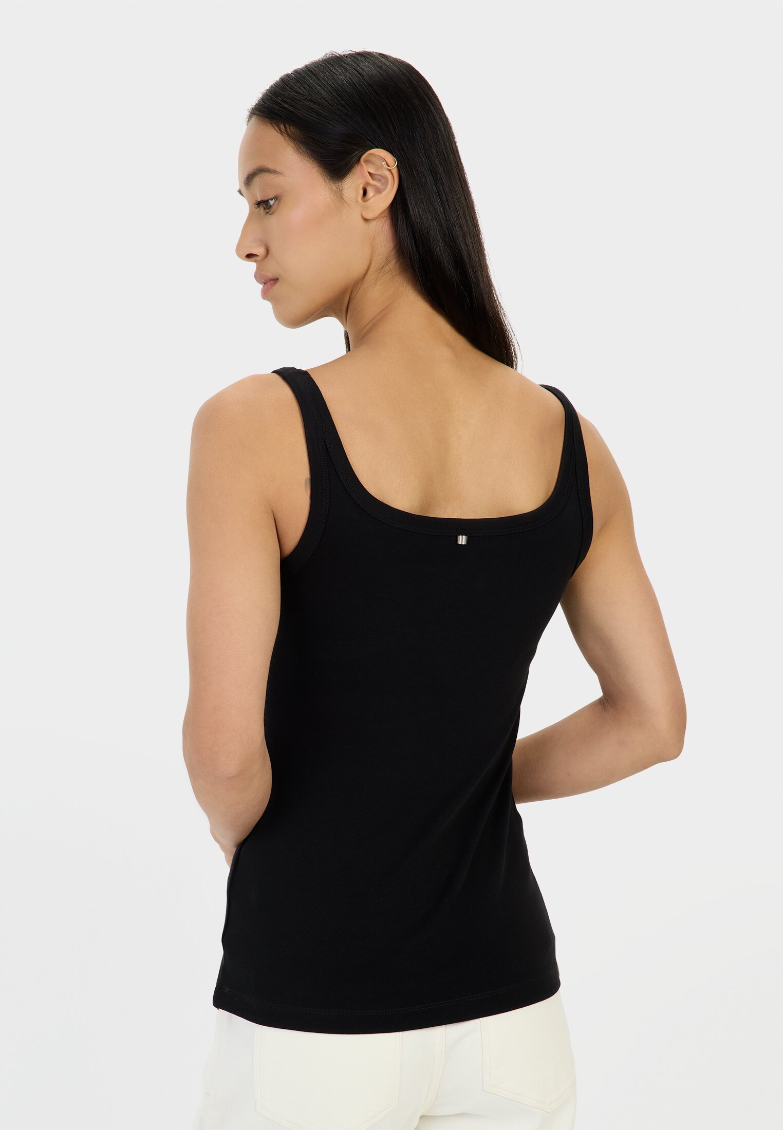 Women Basic top made of pure cotton Black worn back