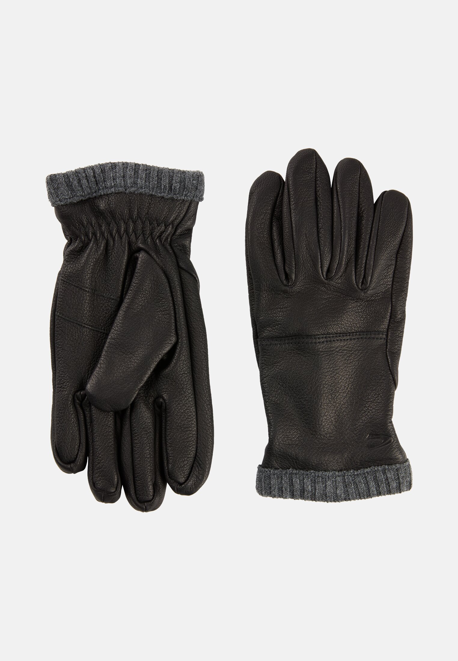 Herren Lederhandschuhe mit elastischen Bündchen und wärmendem Futter Schwarz hinten nah