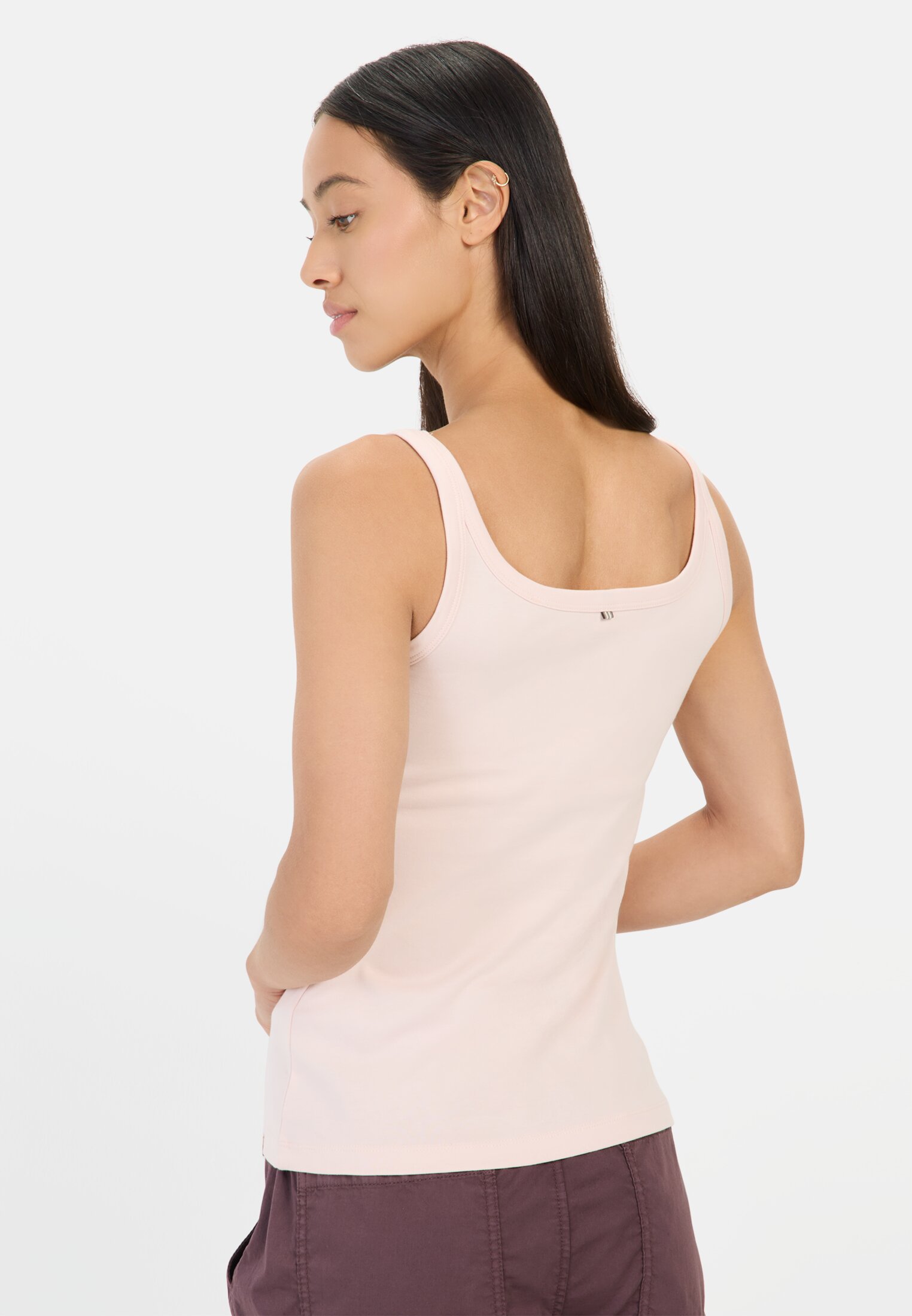 Women Basic top made of pure cotton Pink worn back
