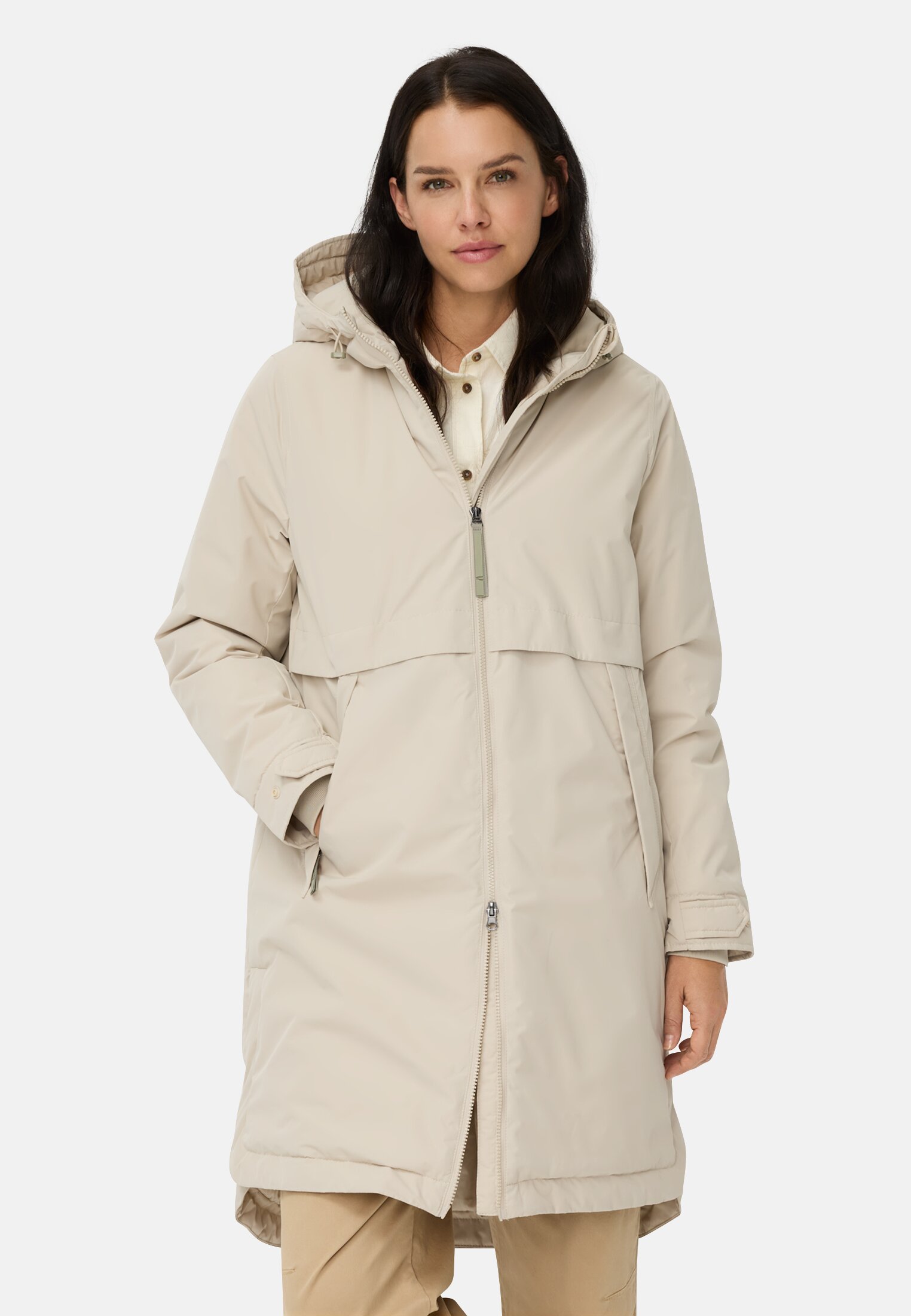 Damen Winterparka mit Kapuze Eiche getragen vorn