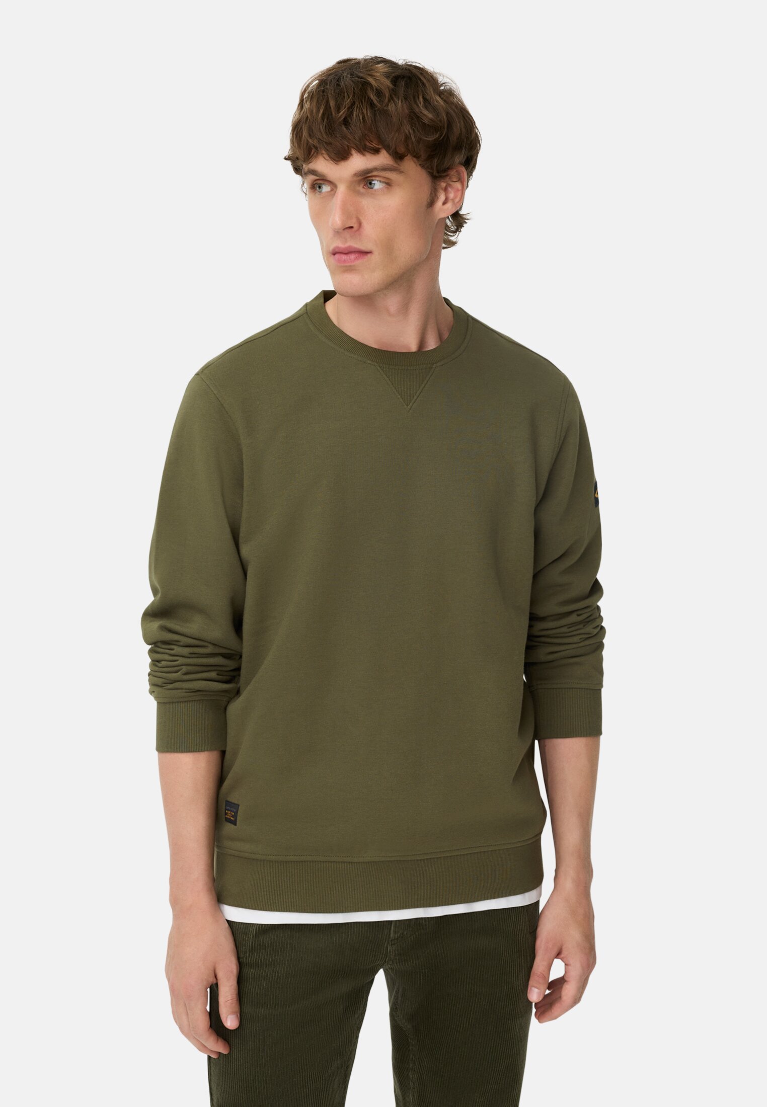 Heren Sweatshirt van katoenmix Bosgroen gedragen voor