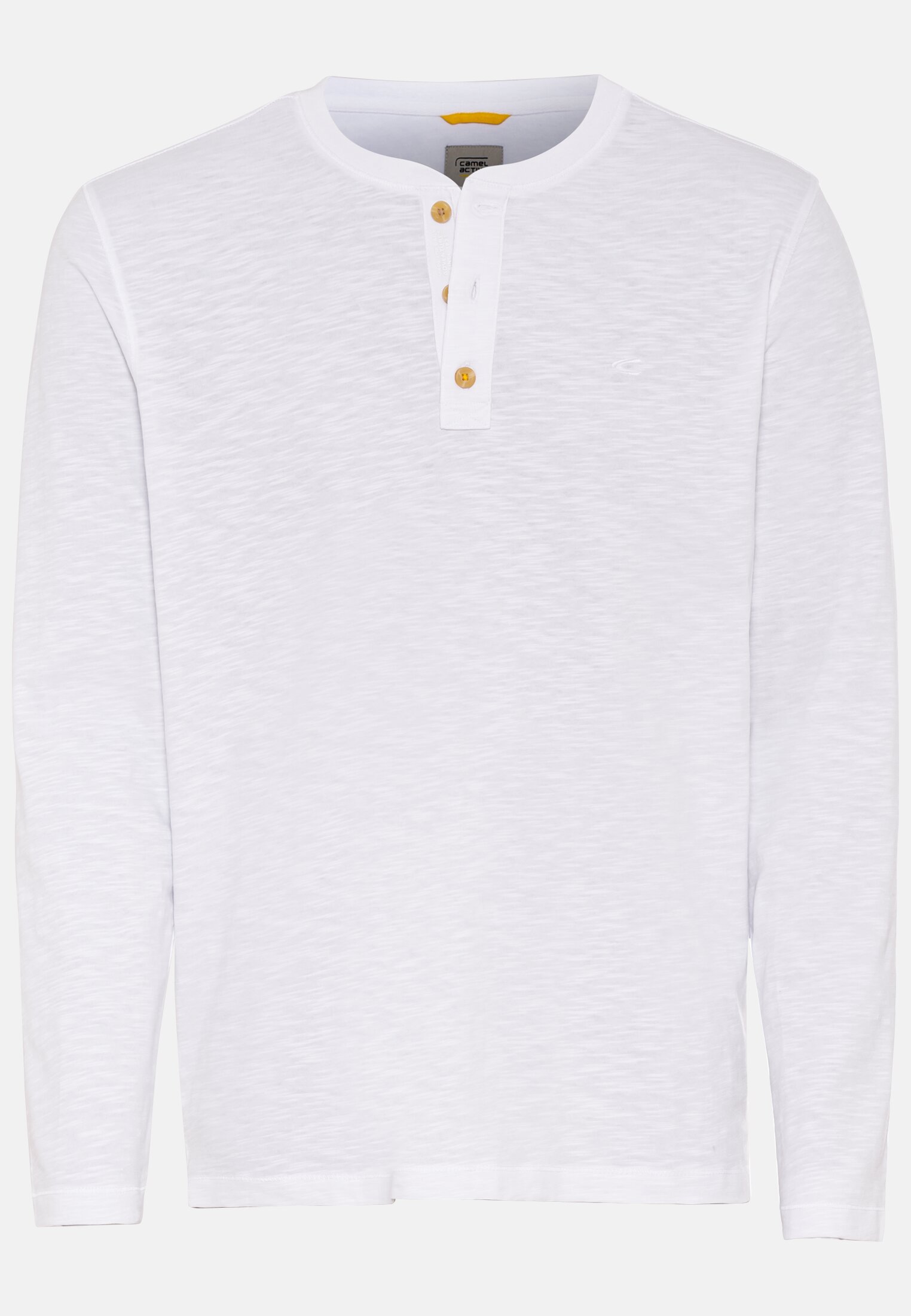 Men Lightweight long-sleeved shirt with henley collar in pure organic cotton White frontal front