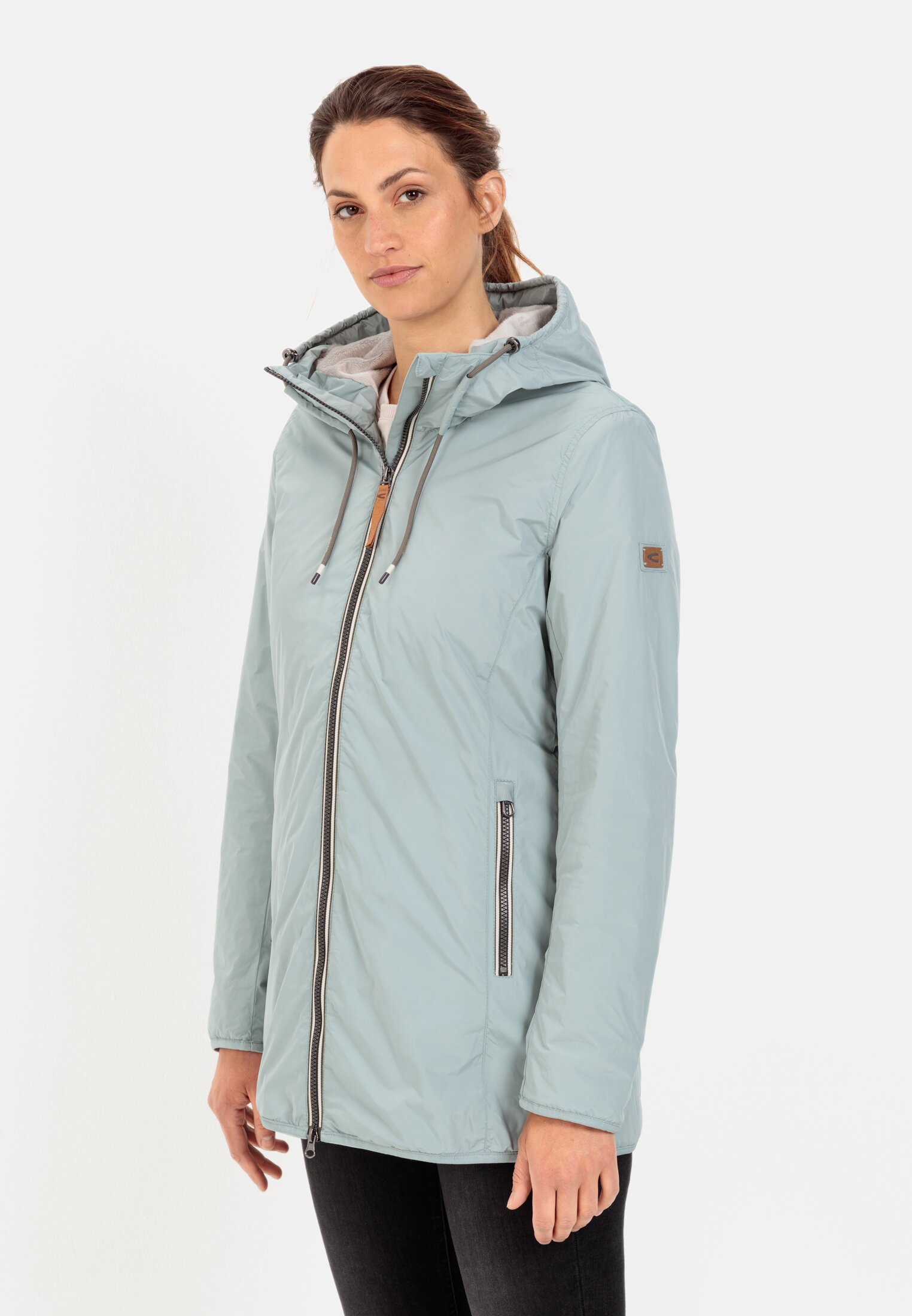 Langer Windbreaker für Damen in Blau-Grau | 36