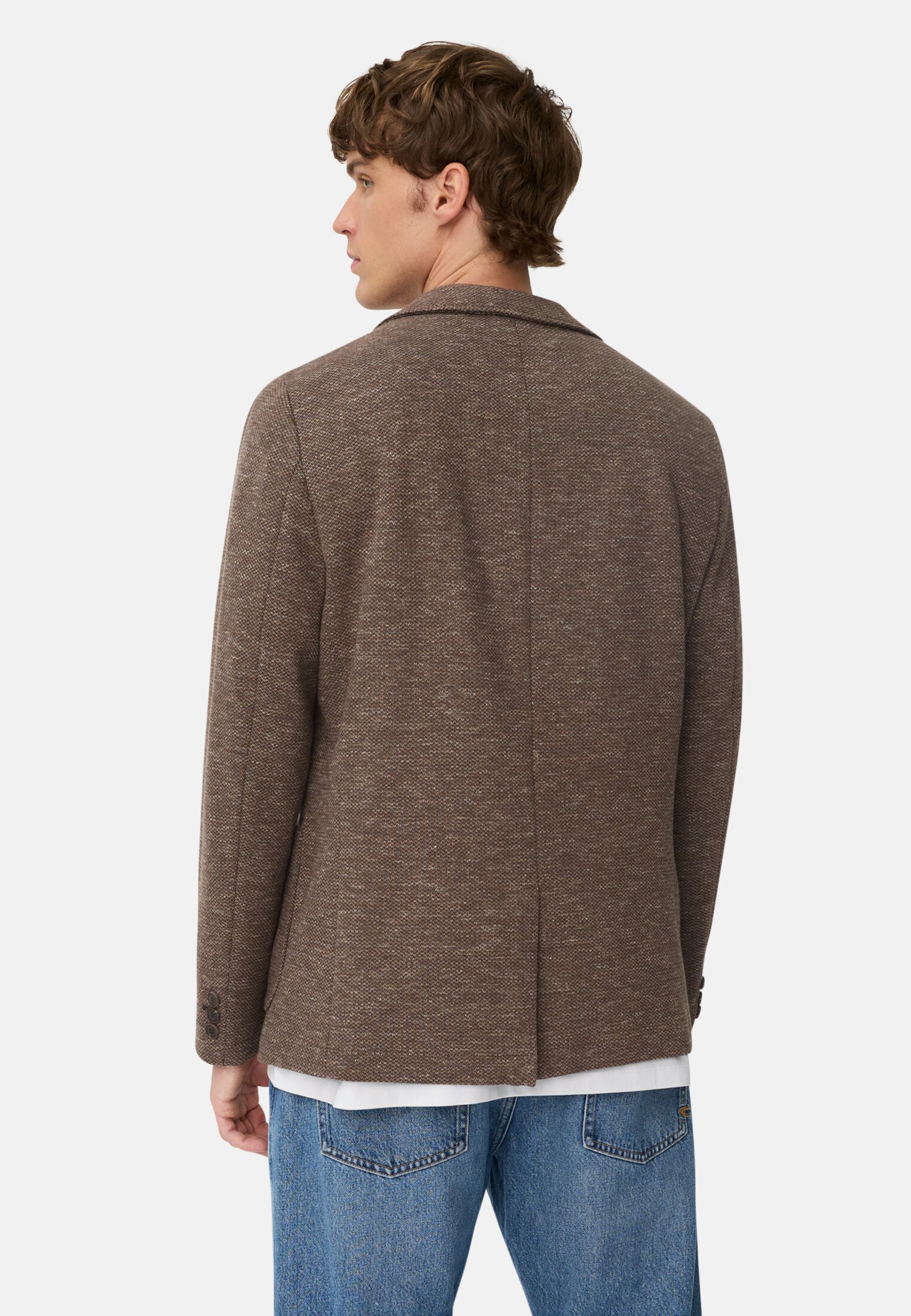 Men 2-button blazer in cotton blend Brown worn back