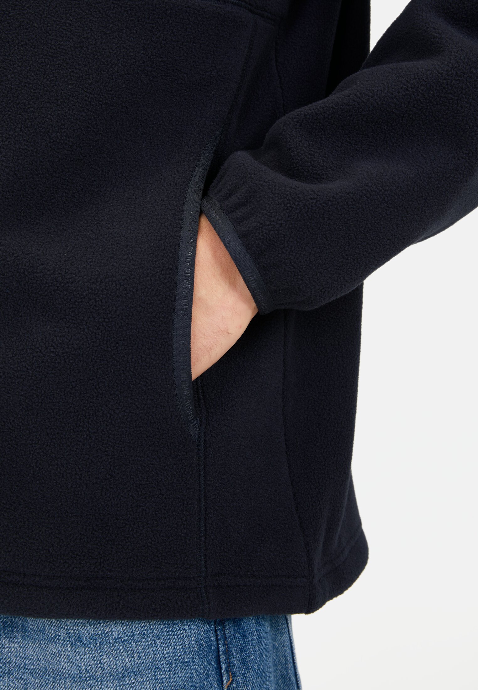 Men Fleece jacket with stand-up collar Dark Blue