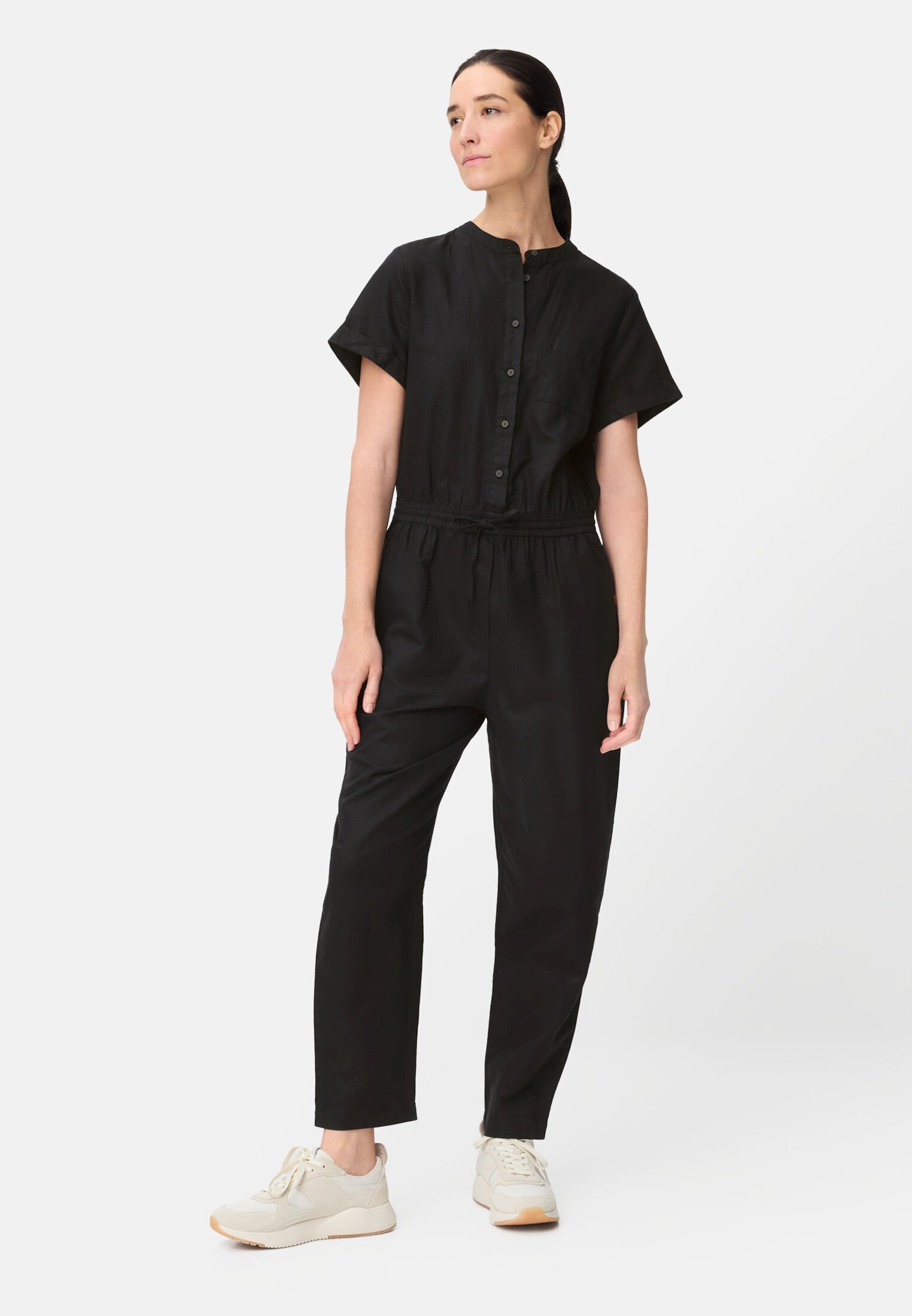 Vrouwen Jumpsuit met knoopsluiting Kaviaar gedragen voor