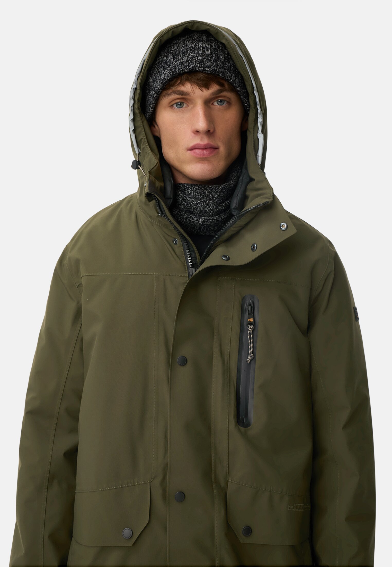 Men teXXXactive® coat with hood Forest green worn emotional