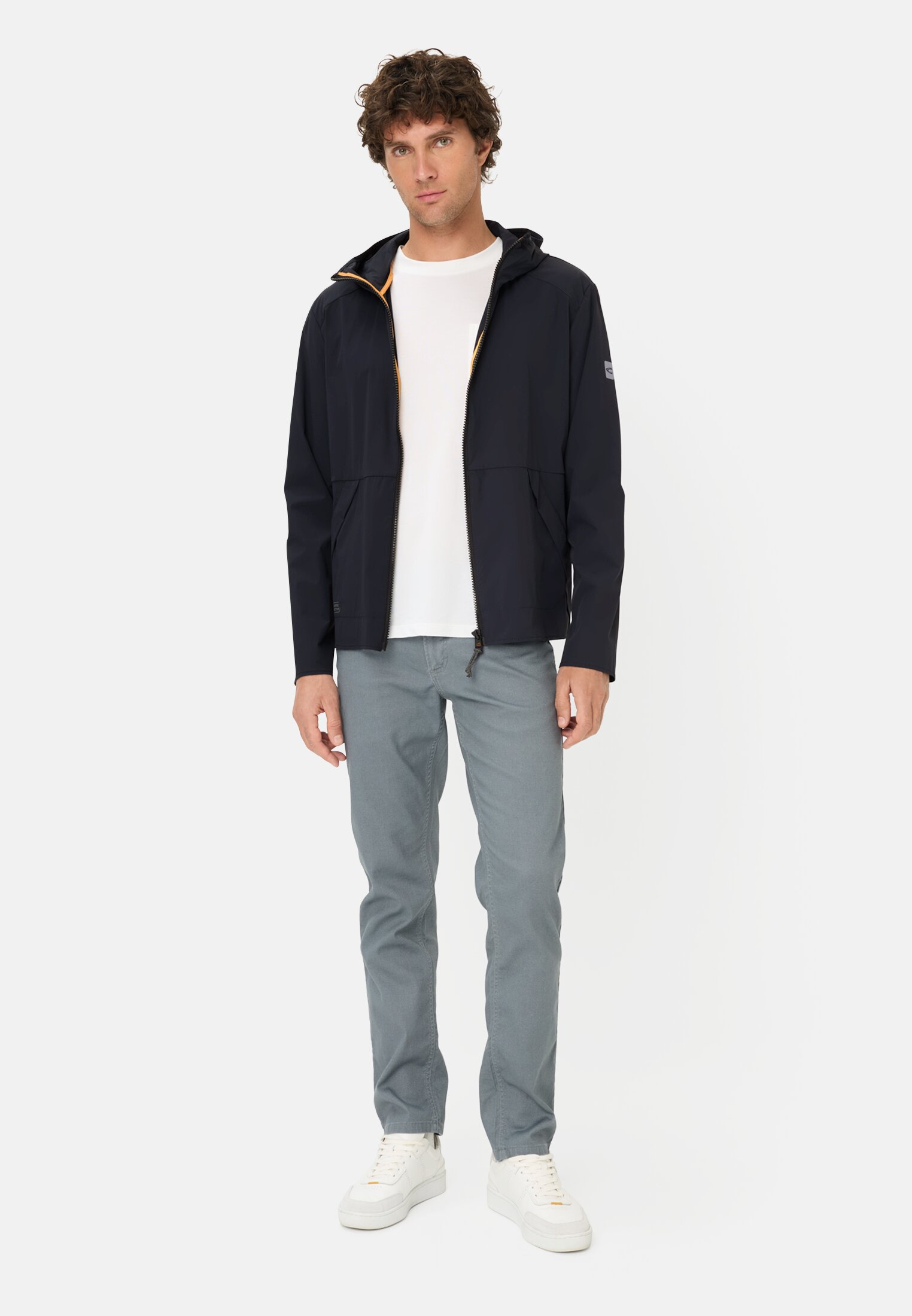 Heren Sweatjack met capuchon Donkerblauw gedragen voor lichaam compleet