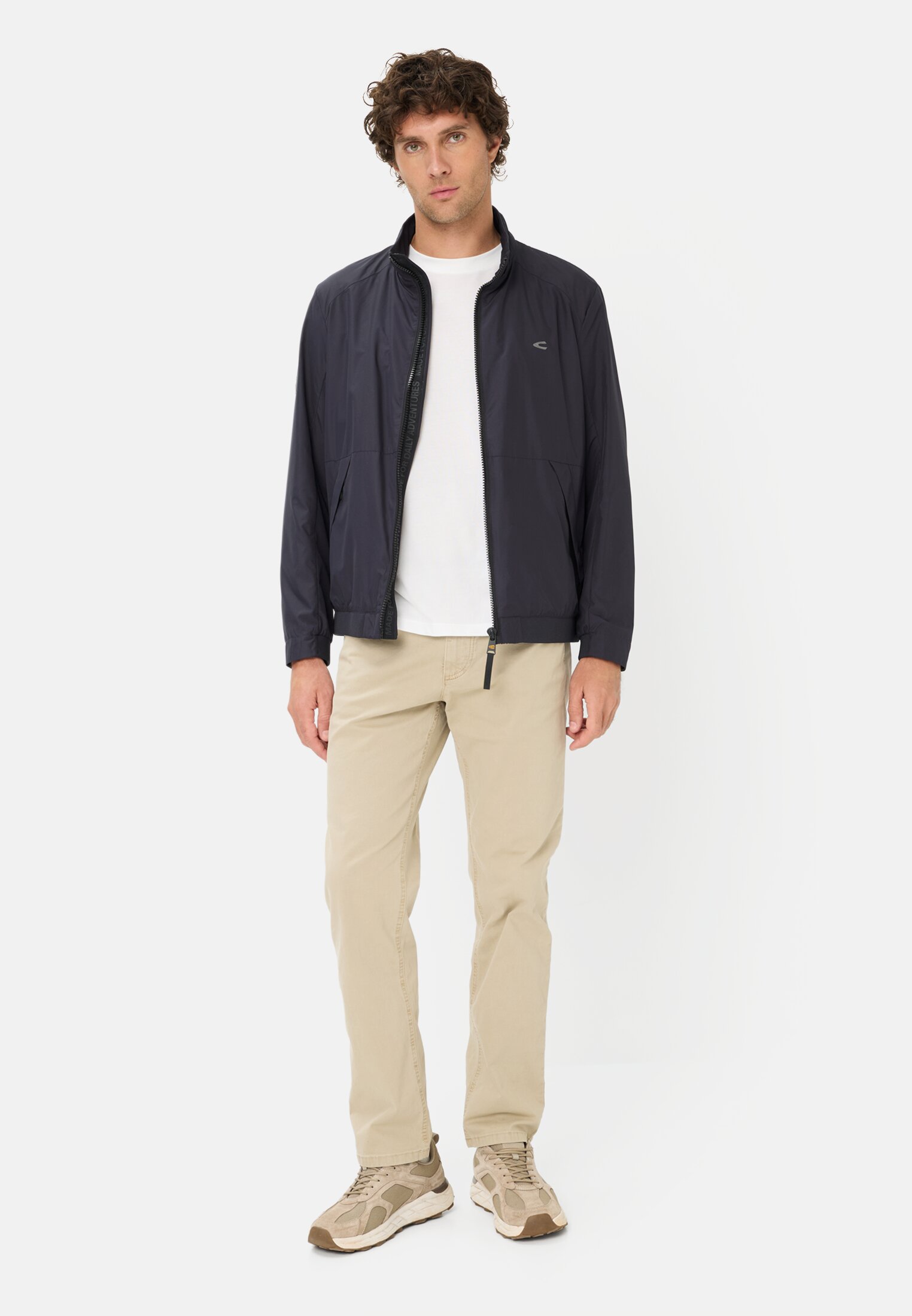 Heren Waterafstotende blouson met binnenvoering Donkerblauw gedragen voor lichaam compleet