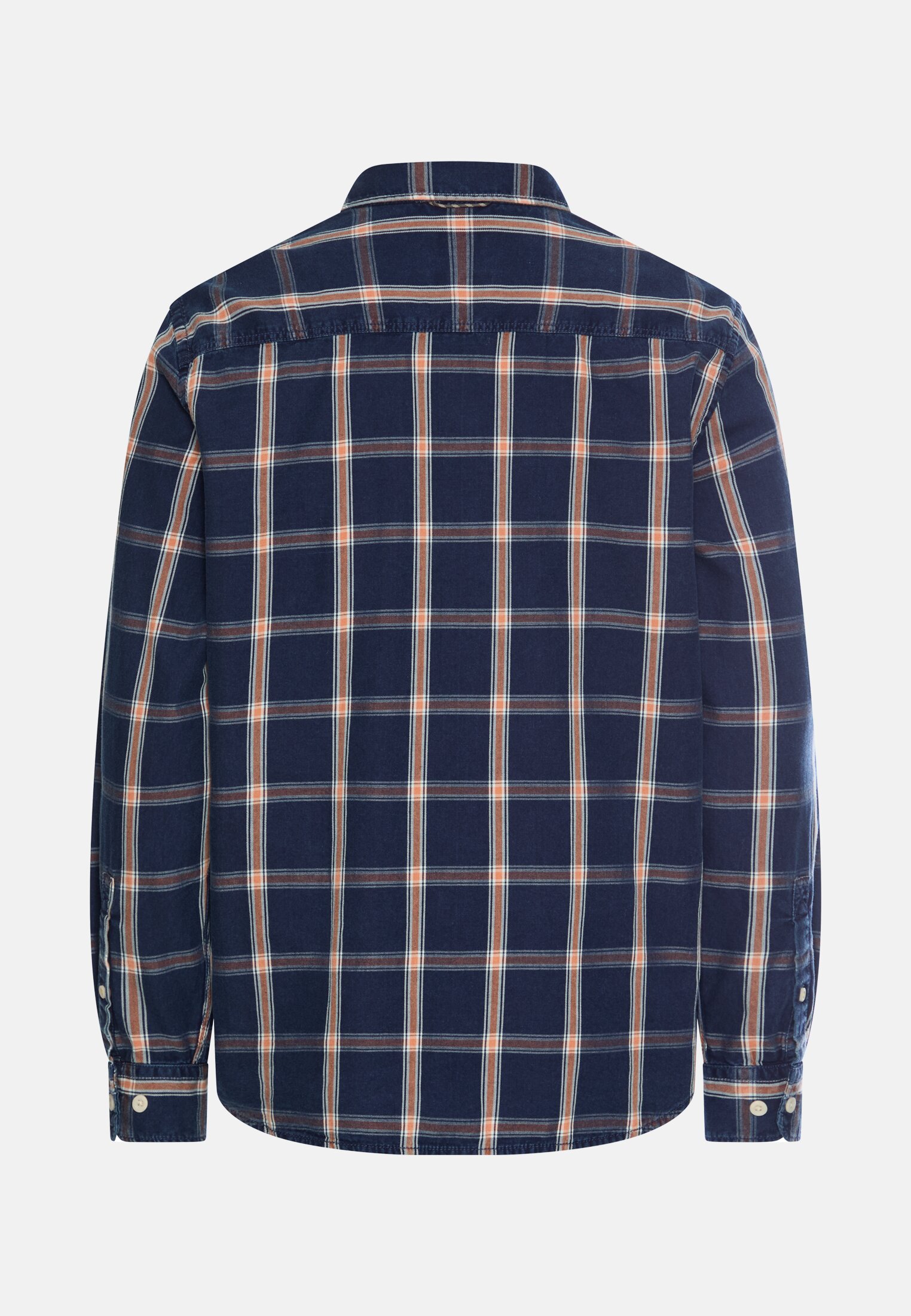 Men Shirt with chest pockets Blue-orange frontal back