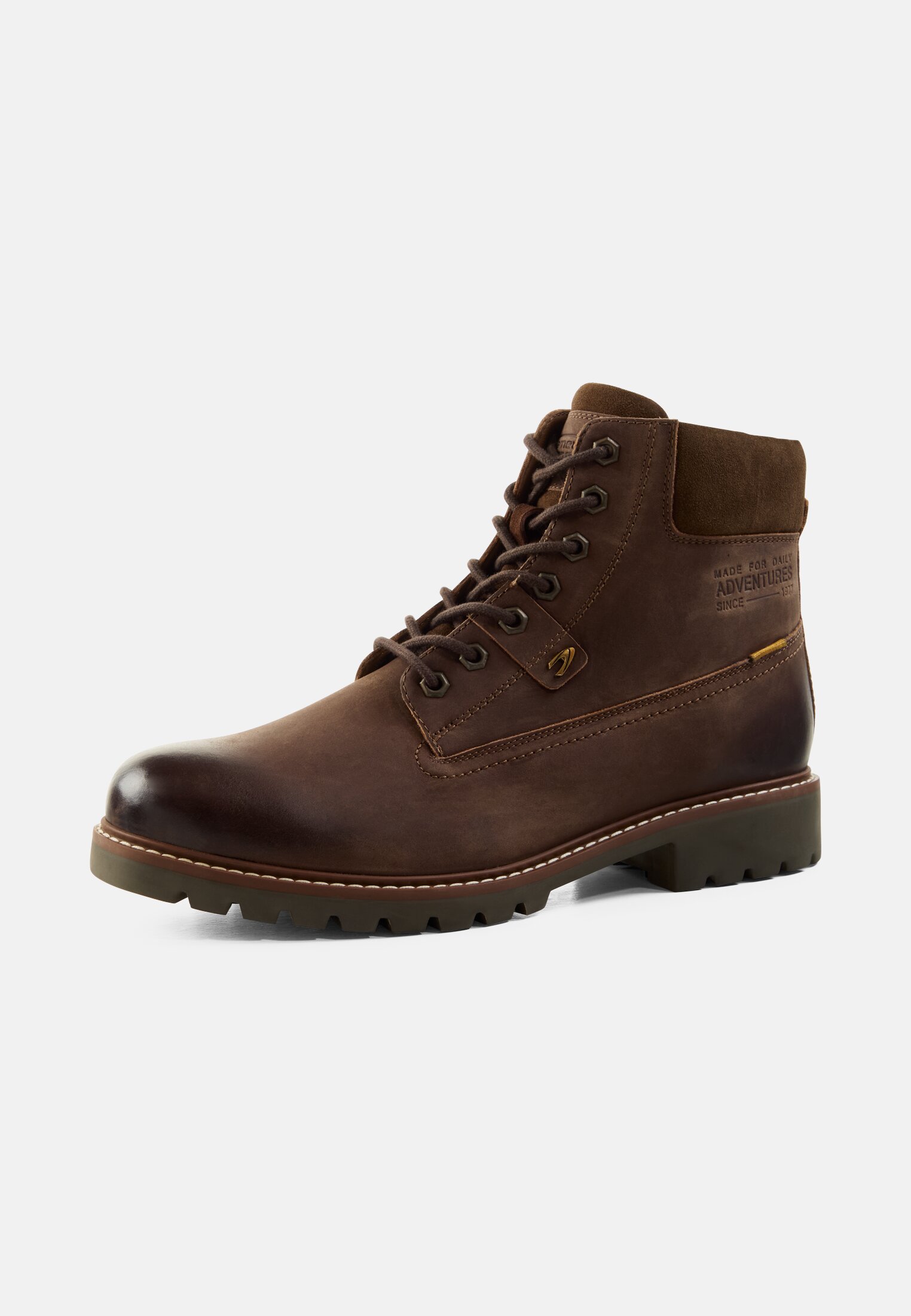 Men Leather shoe with rubber tread Brown frontal back