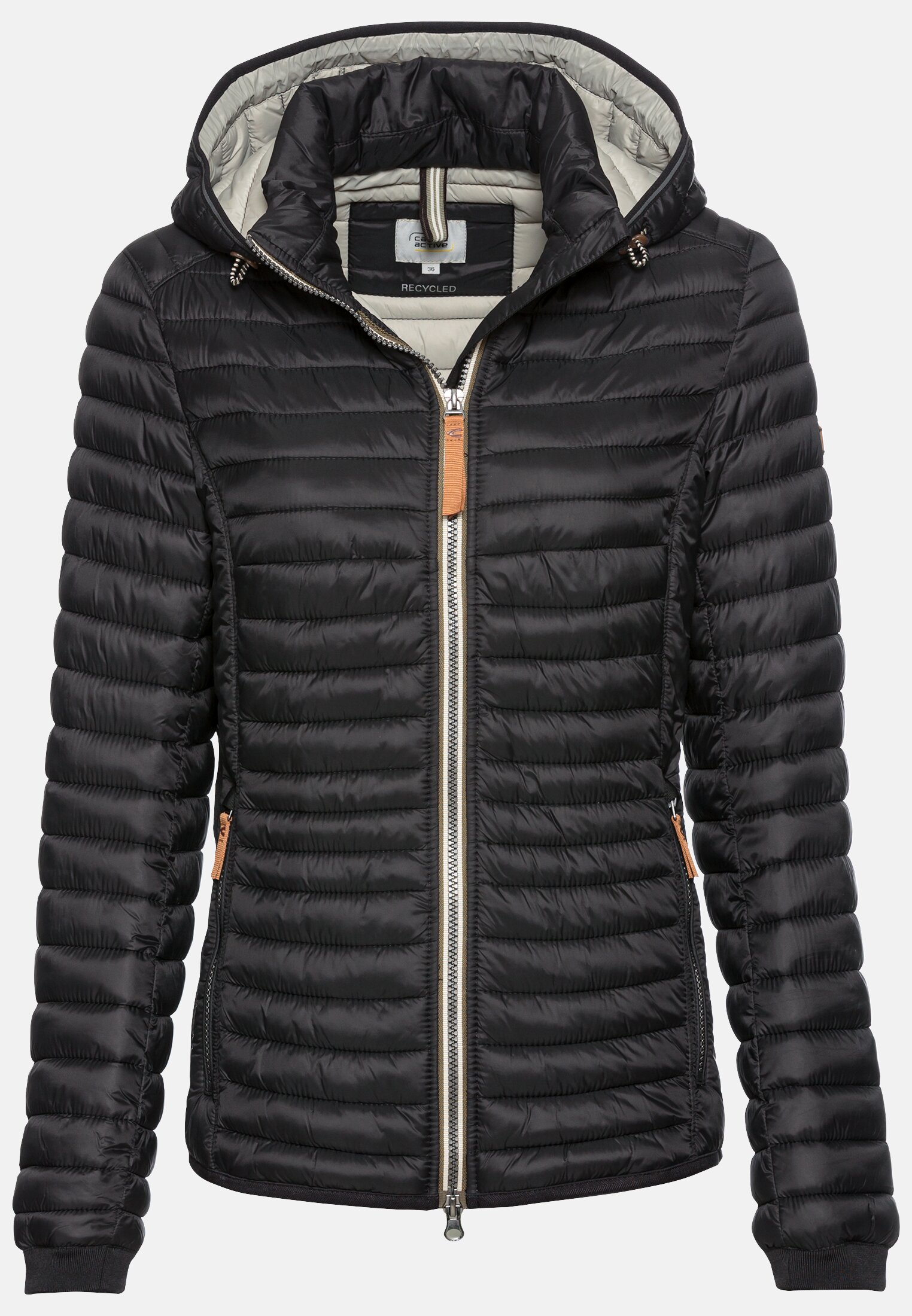 Women Lightweight quilted jacket made from recycled polyamide Black frontal front