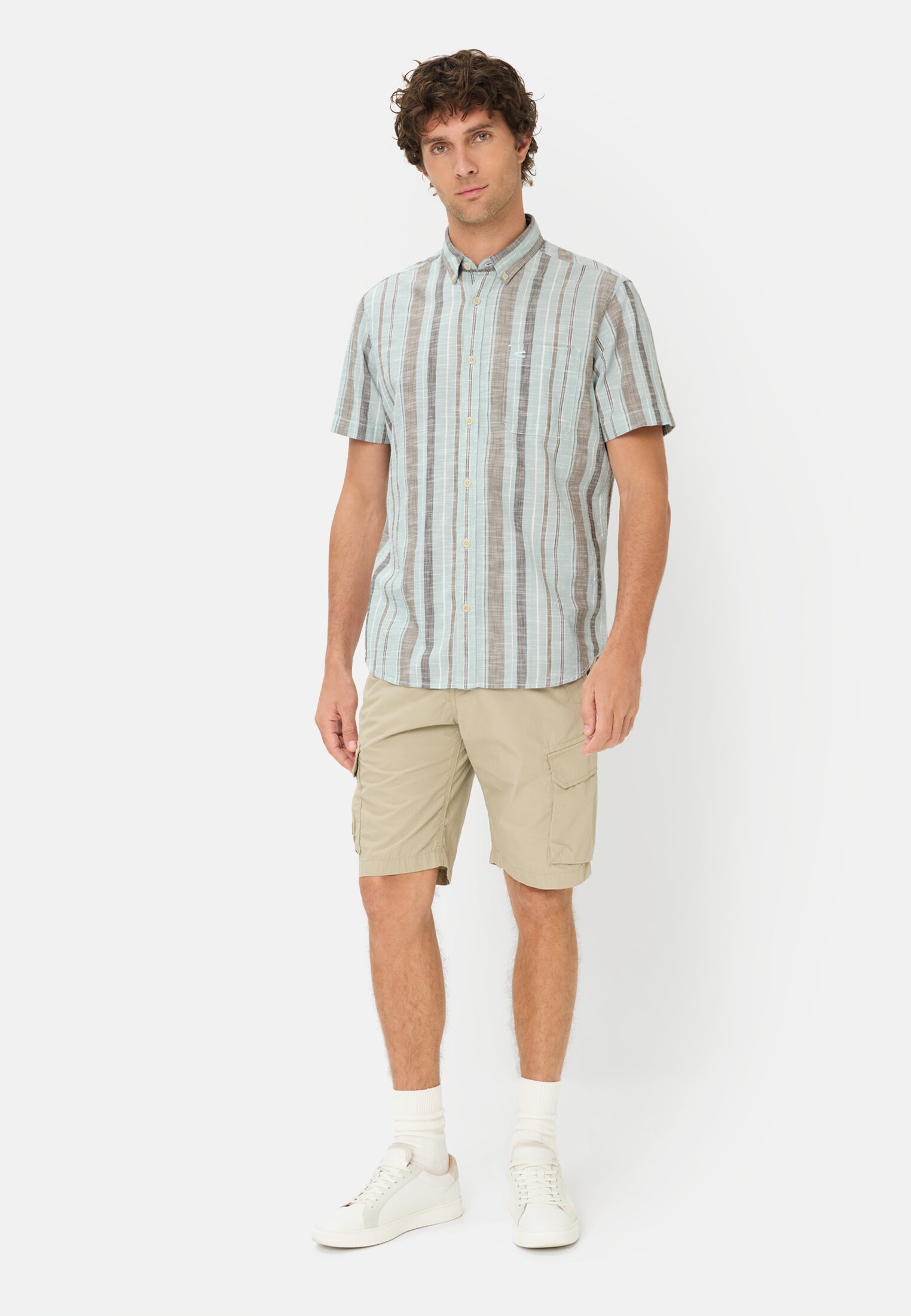 Men Checkered shirt made of pure cotton worn front full body