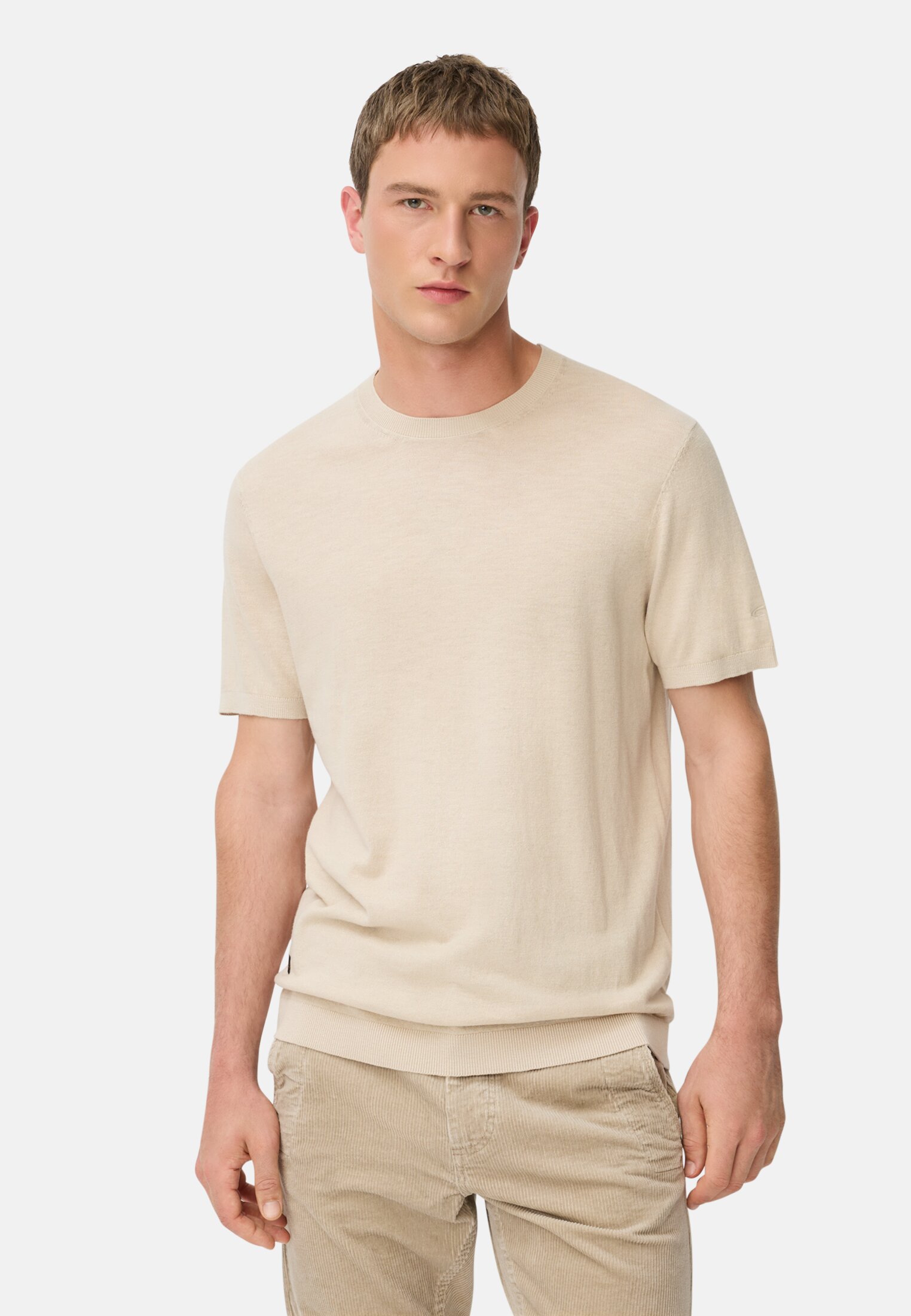 Men Knitted shirt made of pure cotton Oats worn front