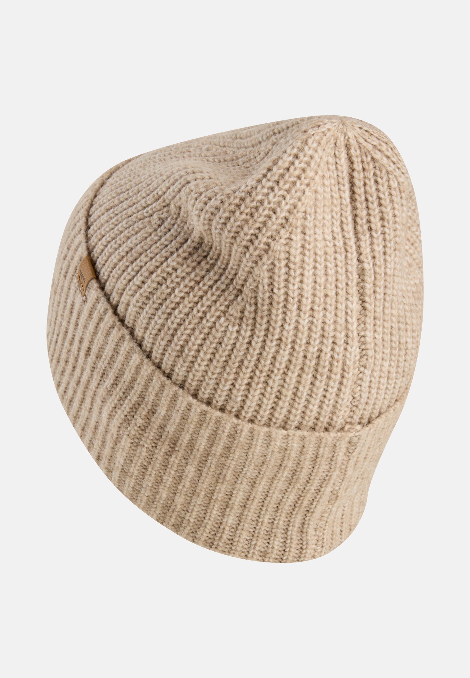 Women Knit beanie in soft material Caramel frontal back