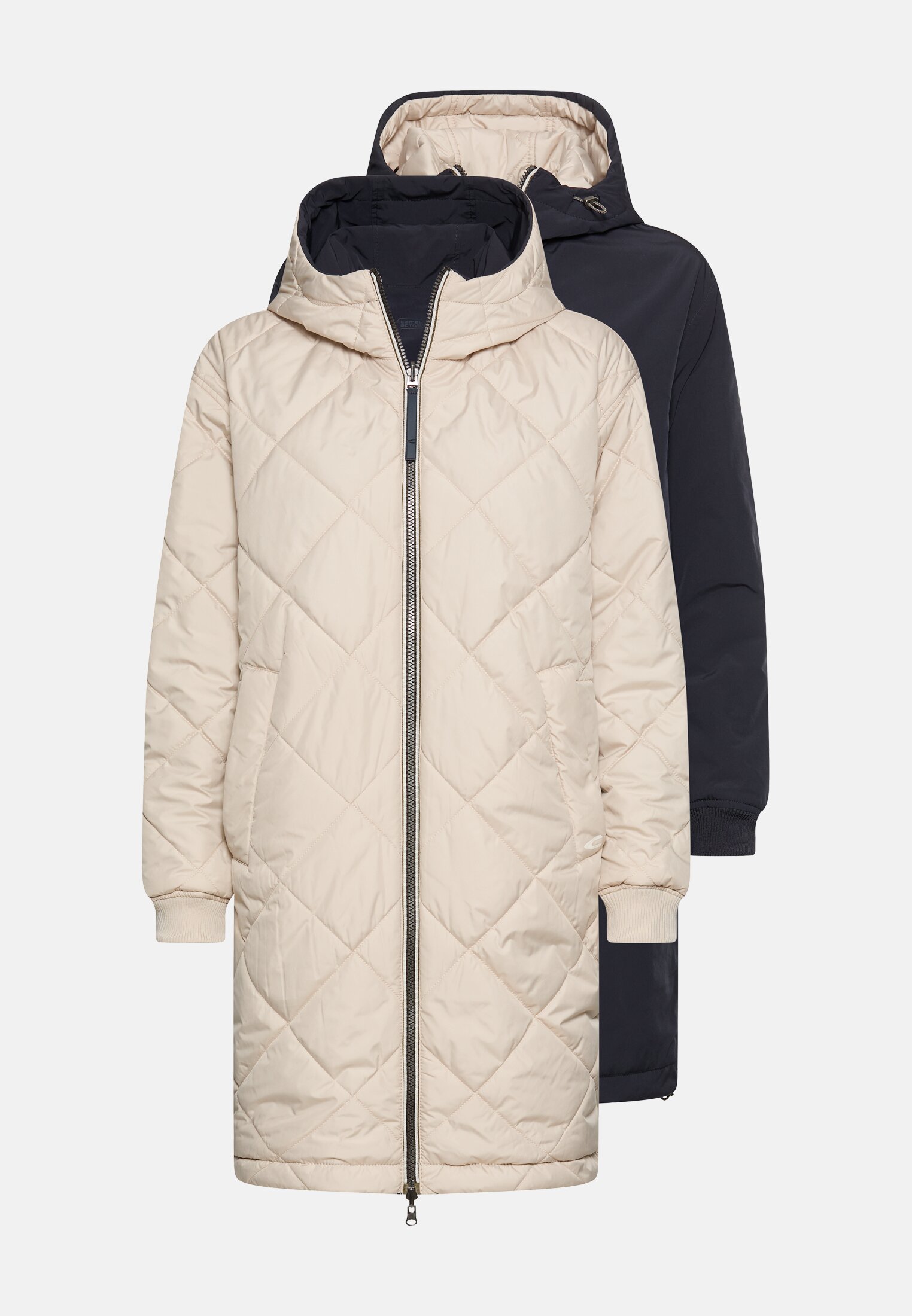 Vrouwen Wendbare mantel met 2-wegsrits Marineblauw frontaal voor