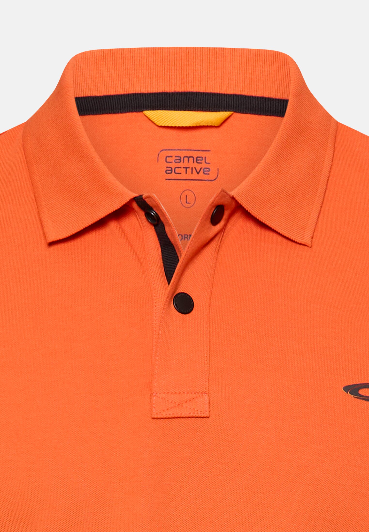 Men Polo shirt with contrast details Orange front close
