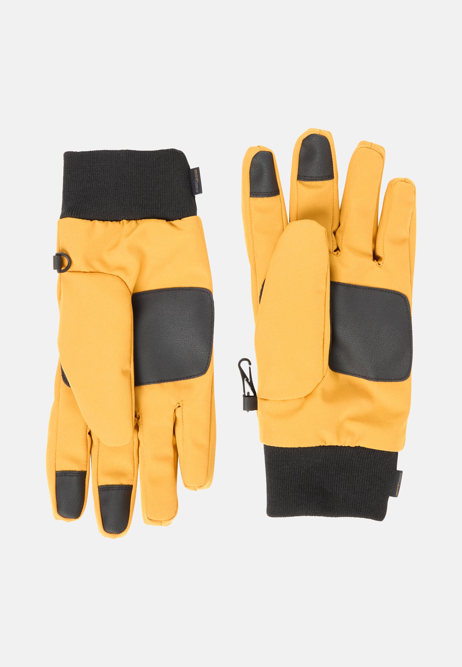 Herren Funktionale Handschuhe aus Leder mit elastischem Bund Gelb hinten nah