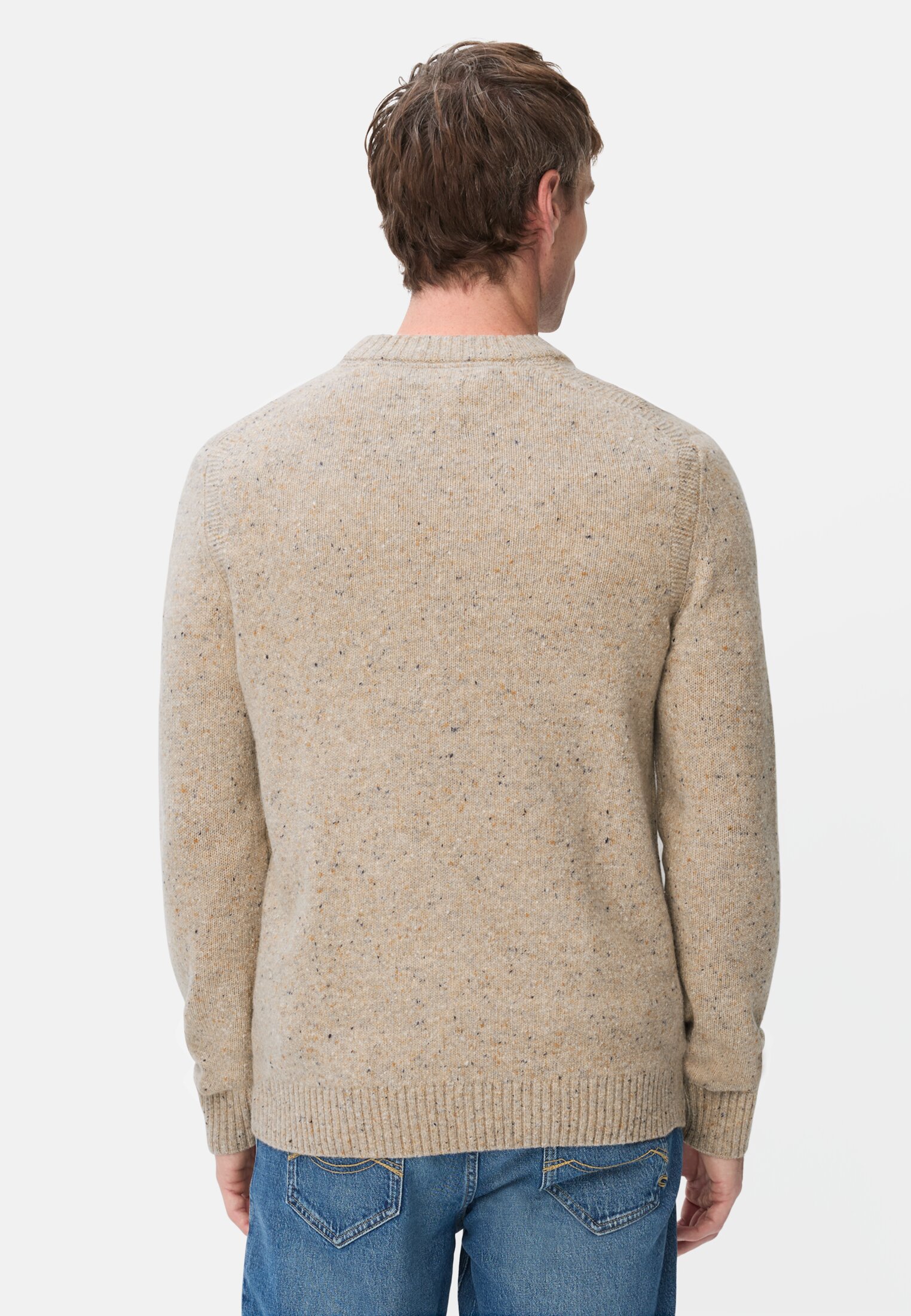 Heren Trui van merinowolmix Beige-bruin gedragen achter