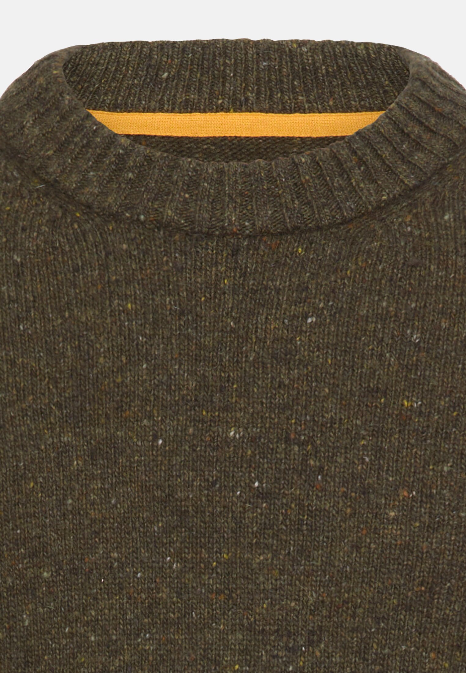 Herren Strickpullover aus Merinowollgemisch Olivgrün vorne nah