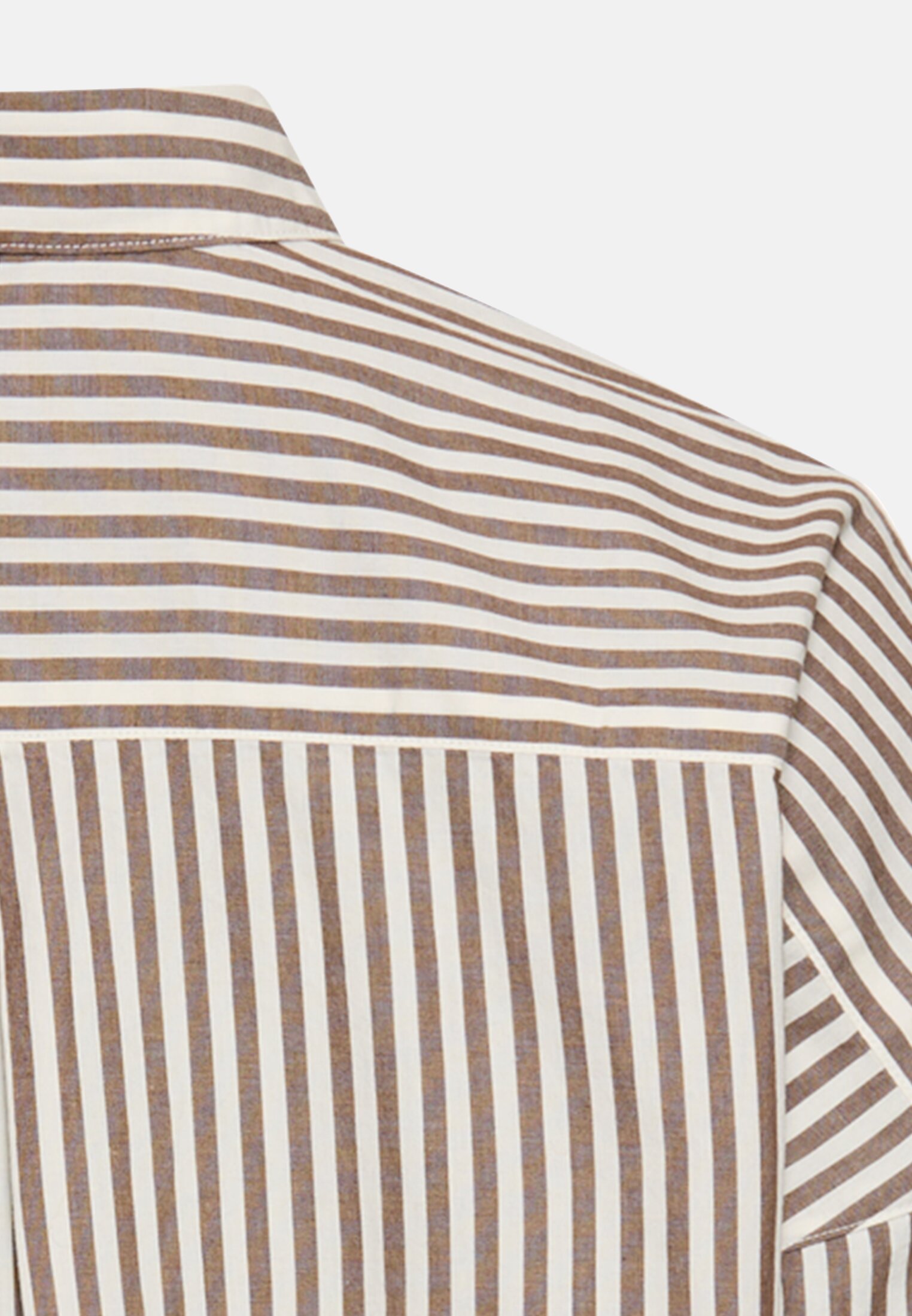 Women Cotton blouse with button placket Brown close back