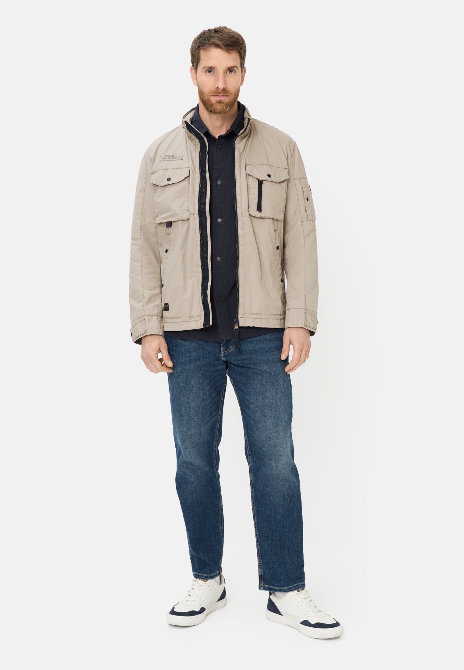 Heren Blouson met opstaande kraag Beige gedragen voor lichaam compleet