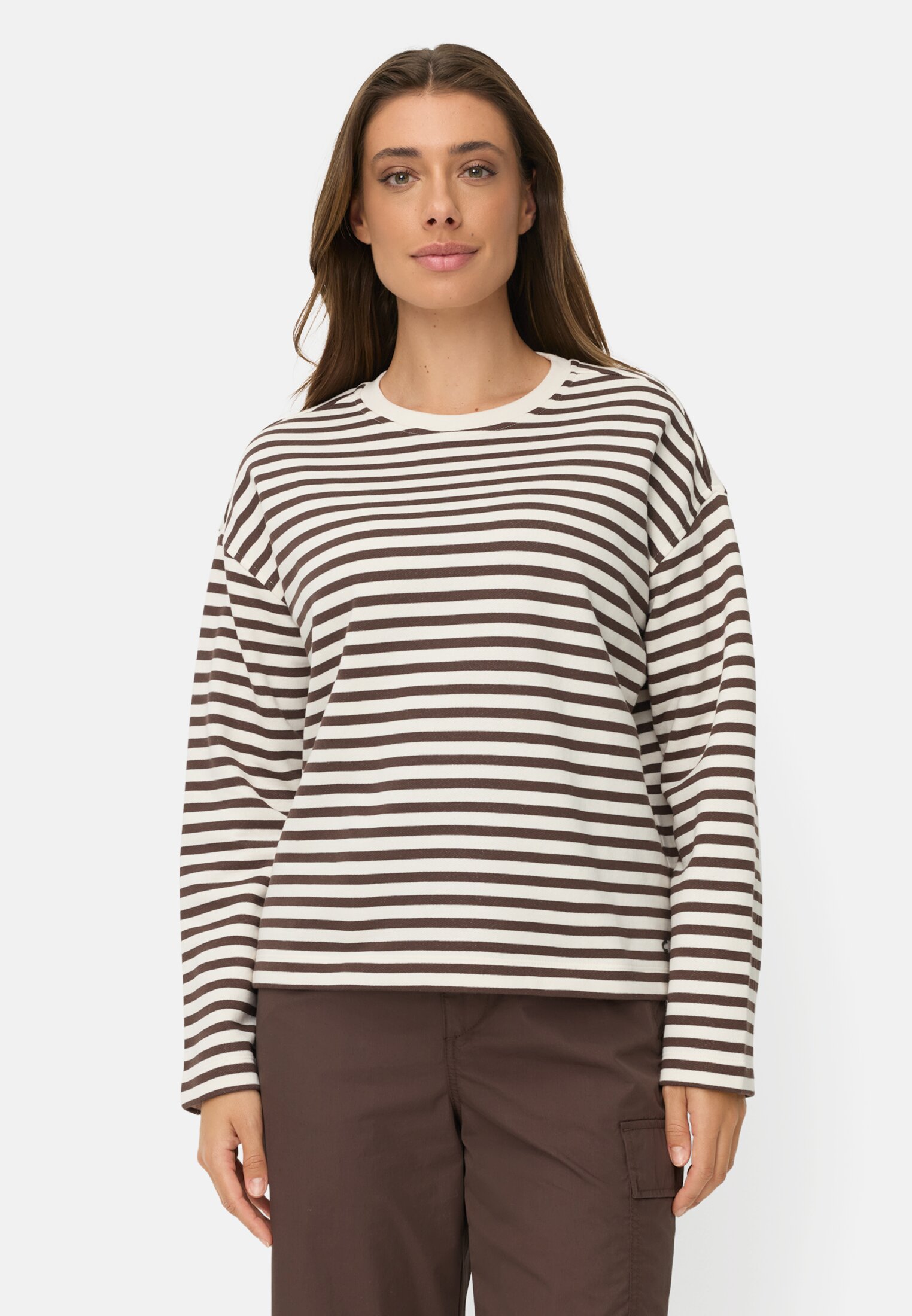 Vrouwen Sweatshirt van een katoenmix Bruin gedragen voor