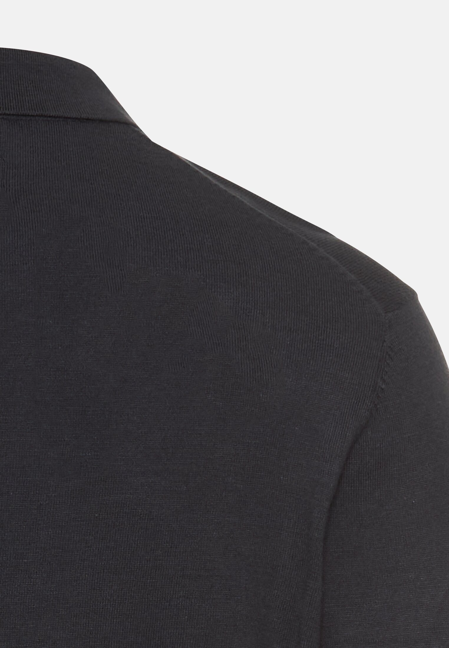 Herren Leichtes Langarm Polo aus reiner Baumwolle Navyblau hinten nah