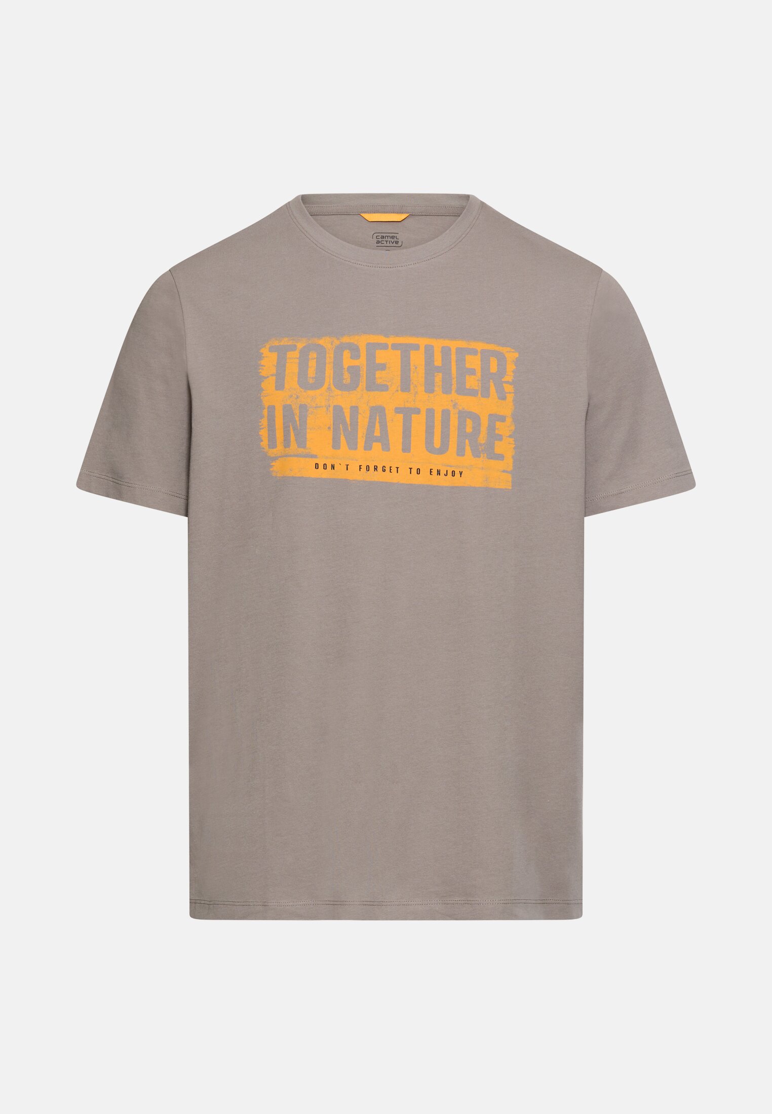Heren T-shirt van puur katoen Bruin frontaal voor