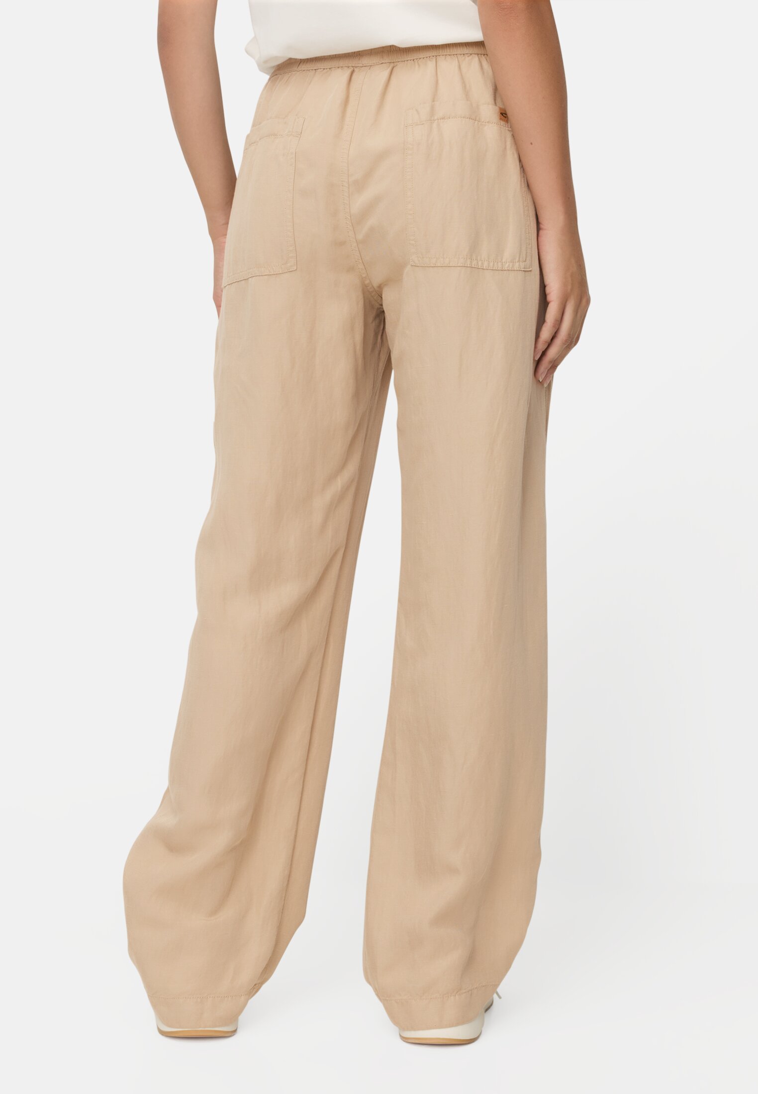 Damen Casual Hose mit weitem Bein Sand getragen hinten