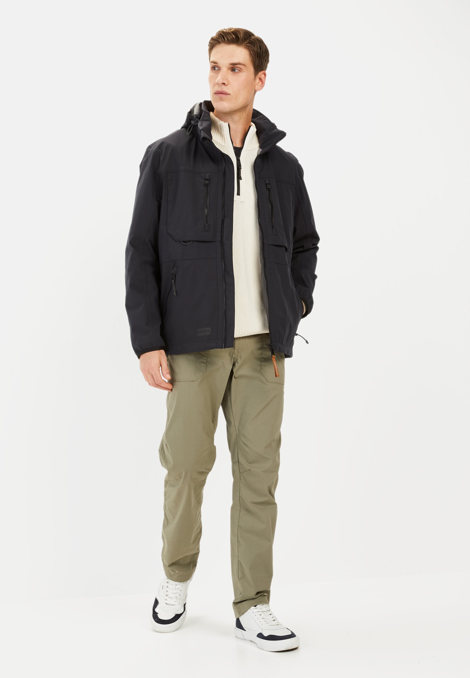 Men Windbreaker with removable hood Dark Blue