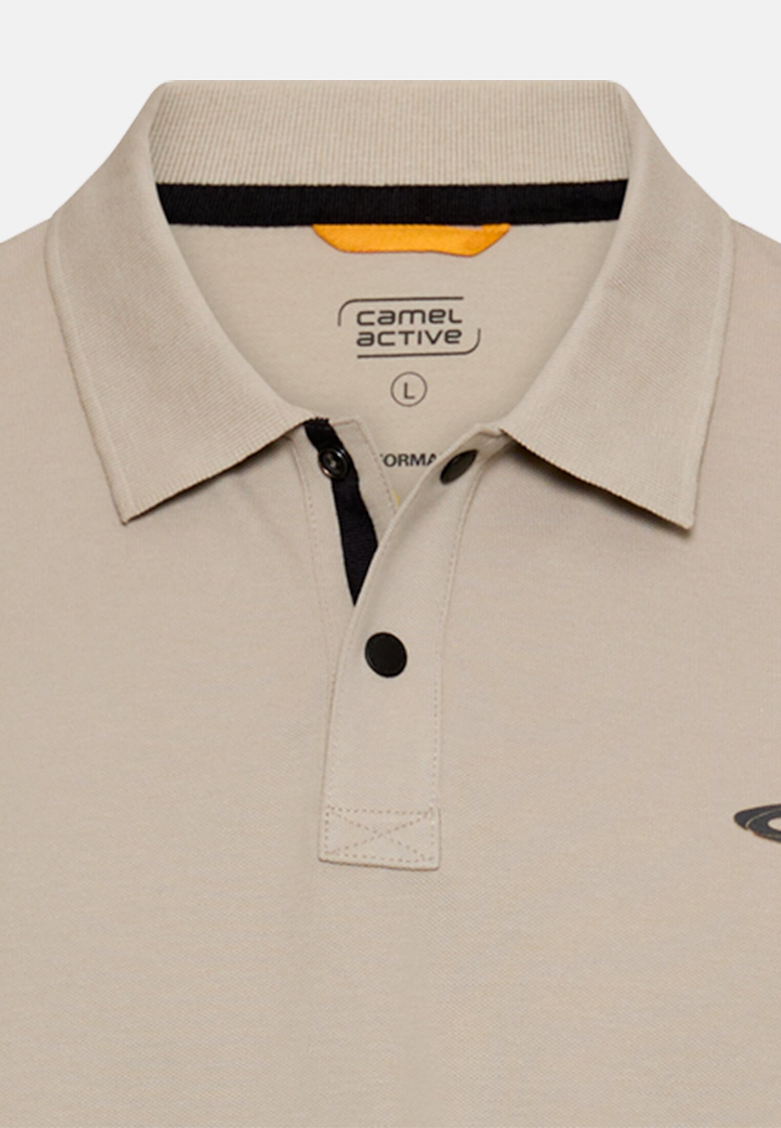 Men Polo shirt with contrast details Beige front close