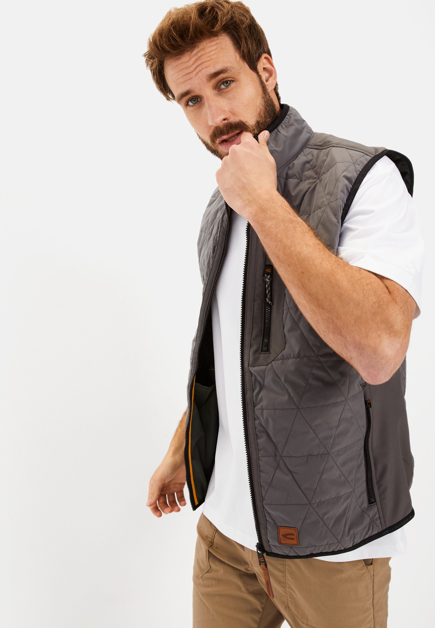 Men Vest with stand-up collar Grey worn emotional