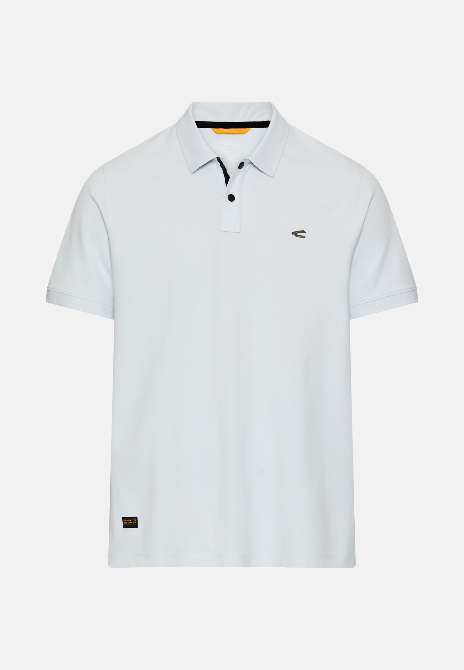Herren Poloshirt mit Kontrastdetails Himmelblau frontal vorn