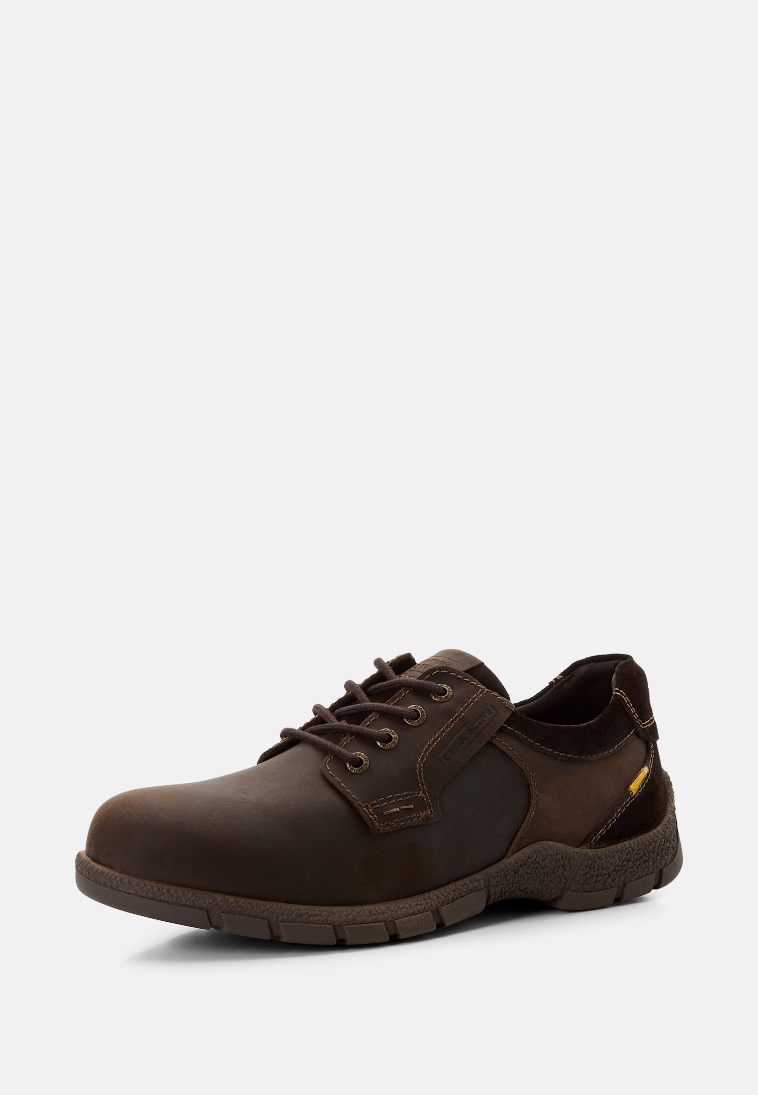 Men Leather Shoe with sturdy sole Brown frontal back