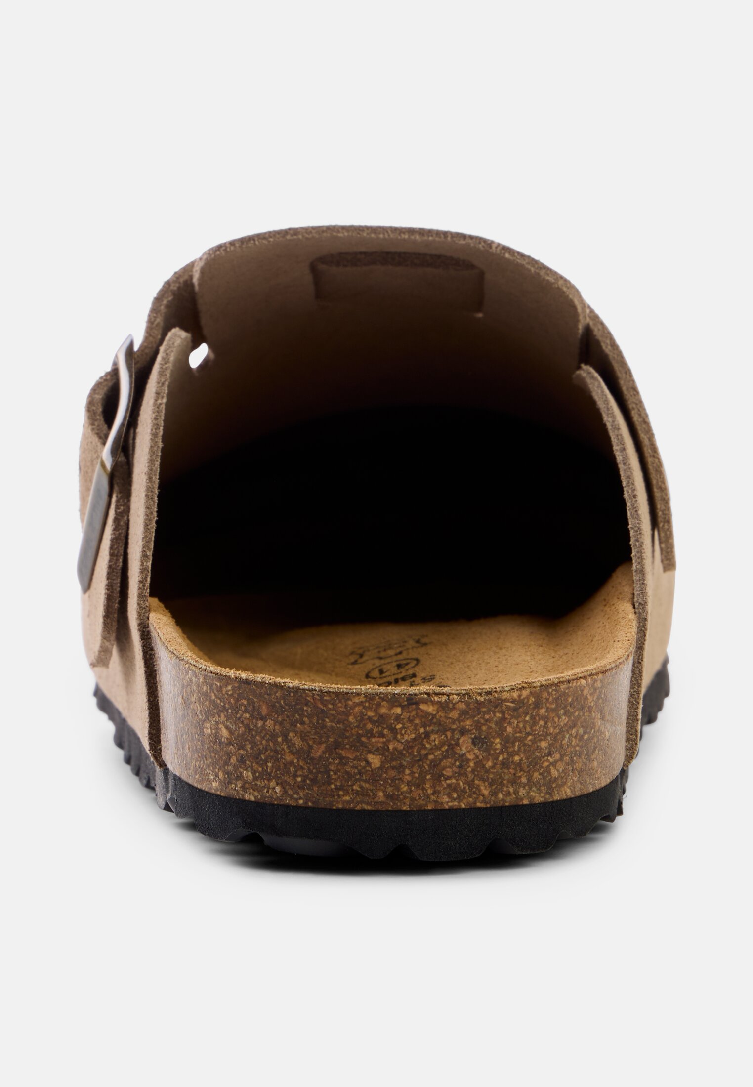 Men Leather mules with cork footbed Beige front close