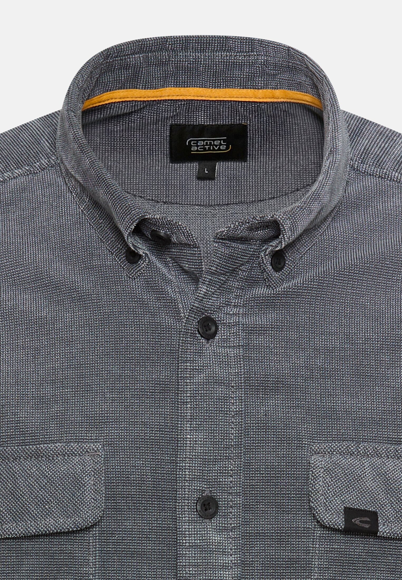 Men Corduroy shirt with 2-way stretch Ink blue front close