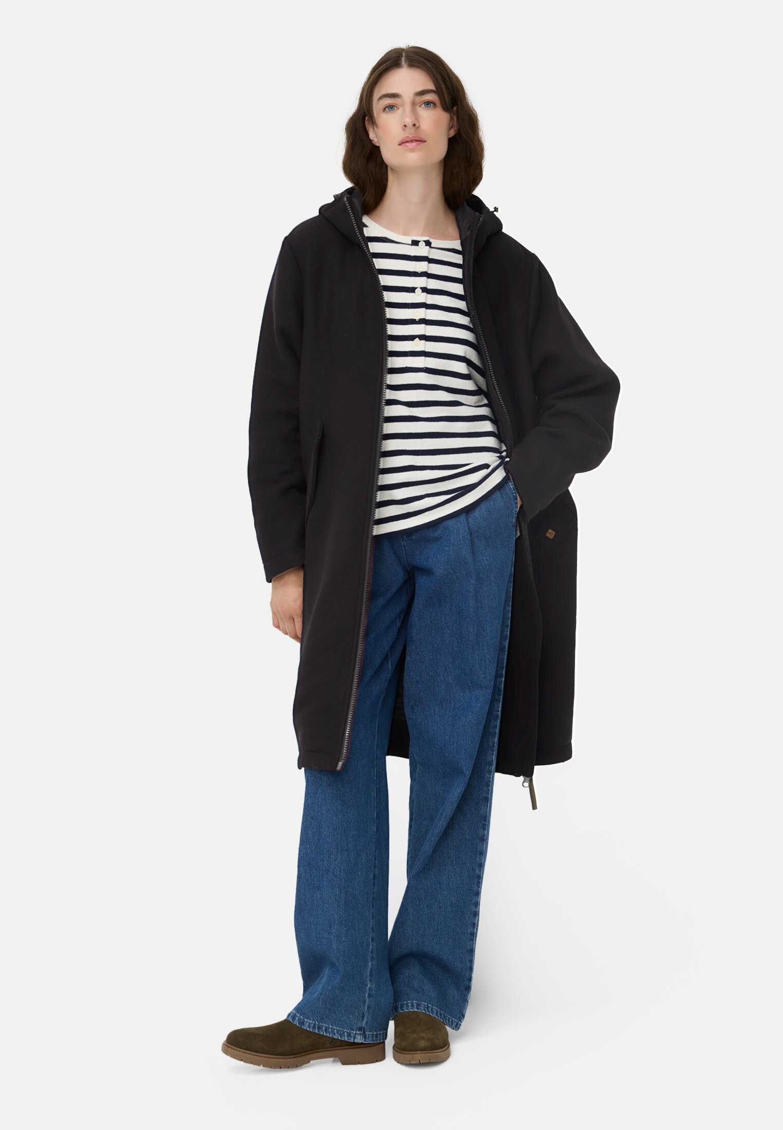 Women Parka with Reflective Details Dark blue worn front full body