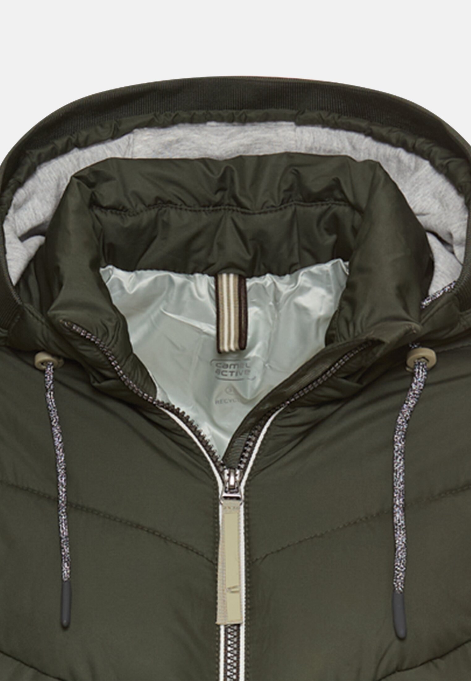 Women Padded jacket with detachable hood Forest Green front close