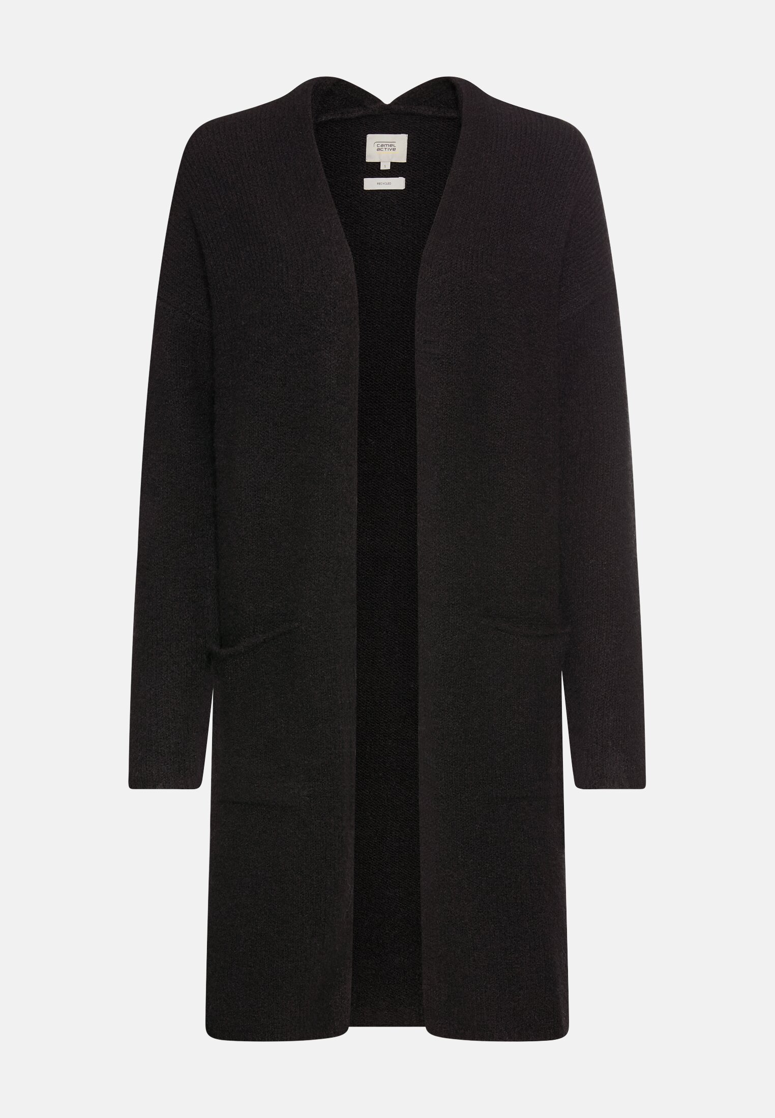 Damen Strickjacke mit aufgesetzten Taschen Kaviar frontal vorn