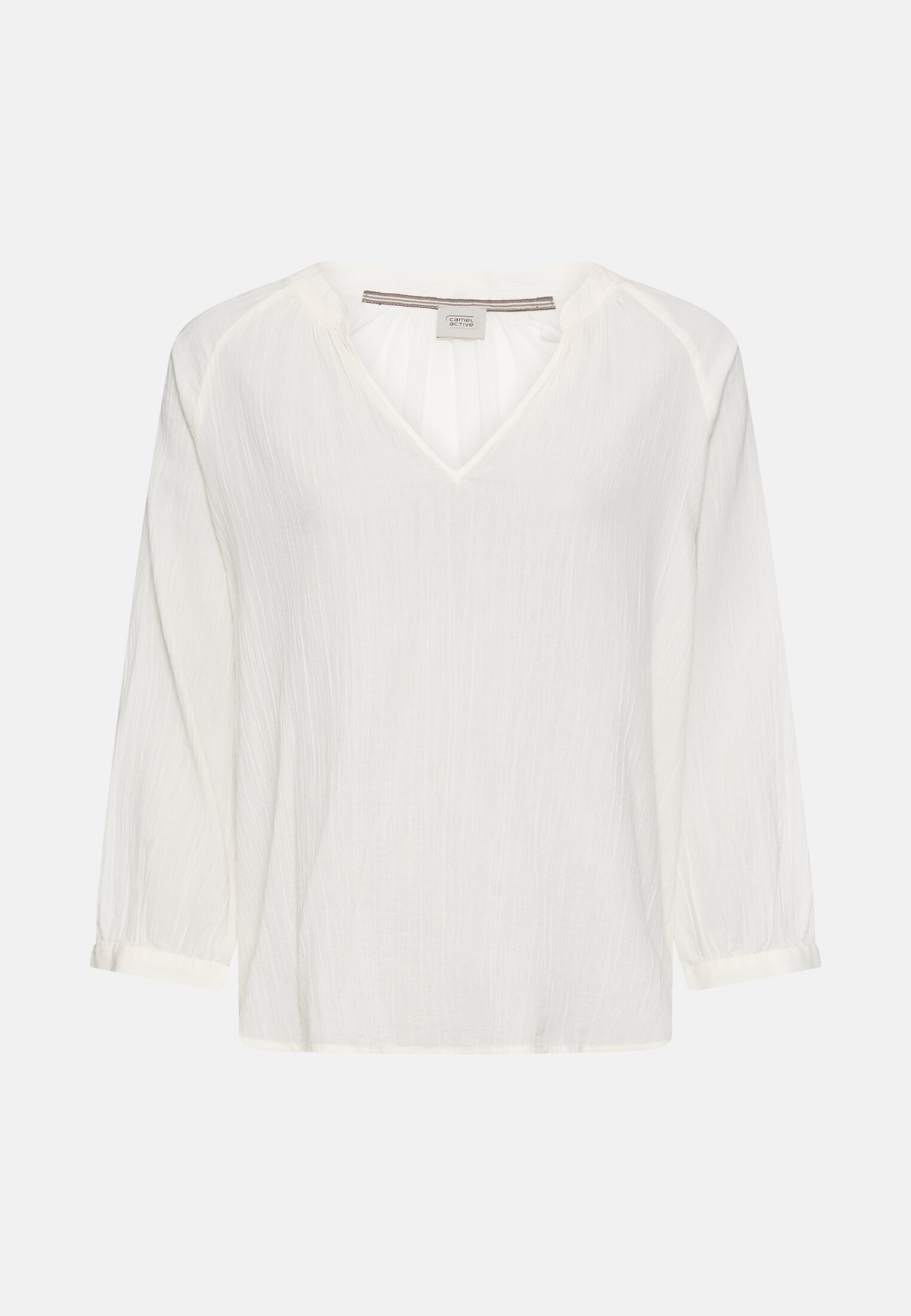 Damen Oversize-Bluse mit Stehkragen Milchweiß frontal vorn