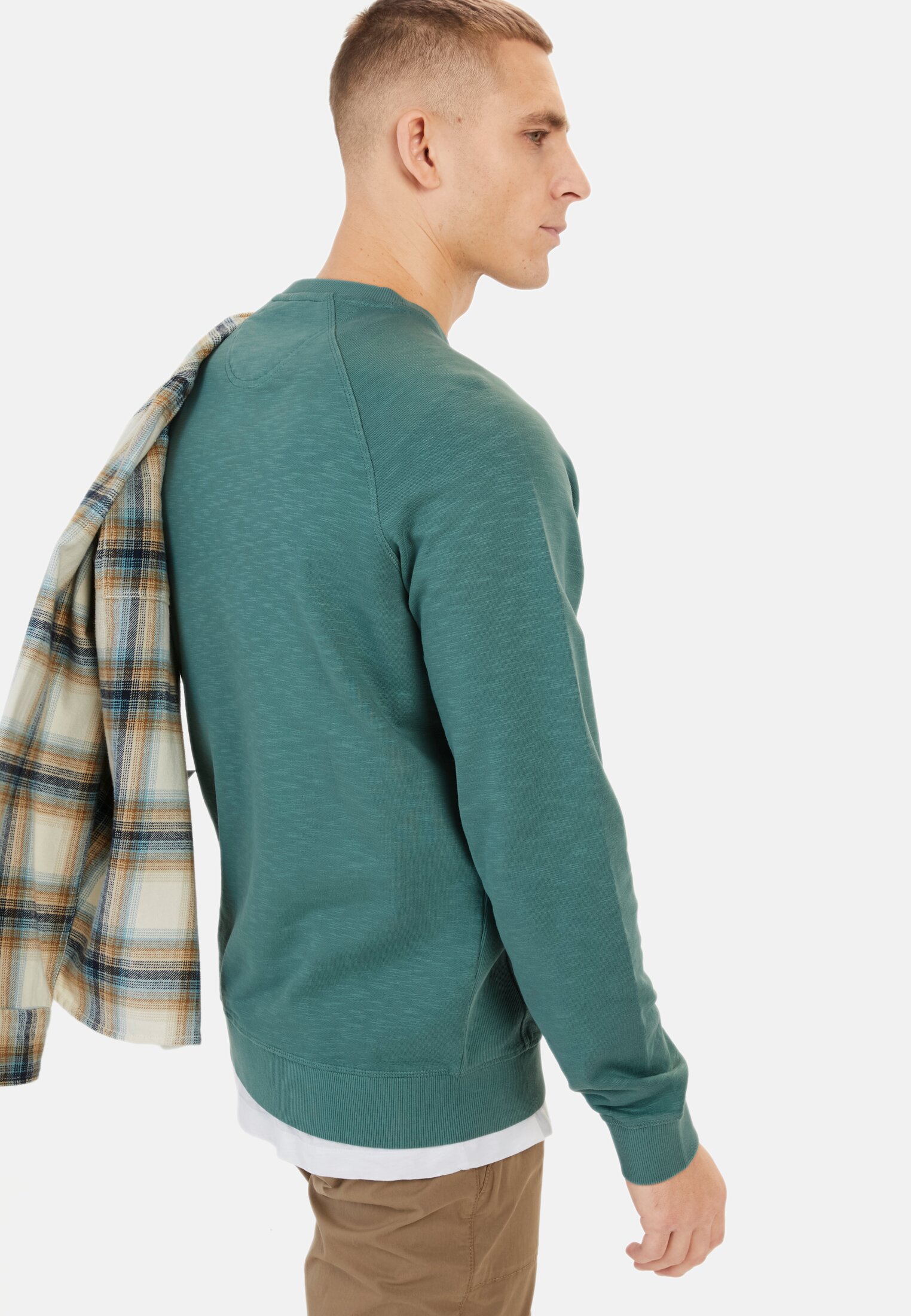 Men Sweatshirt made from pure Cotton Dark green worn emotional