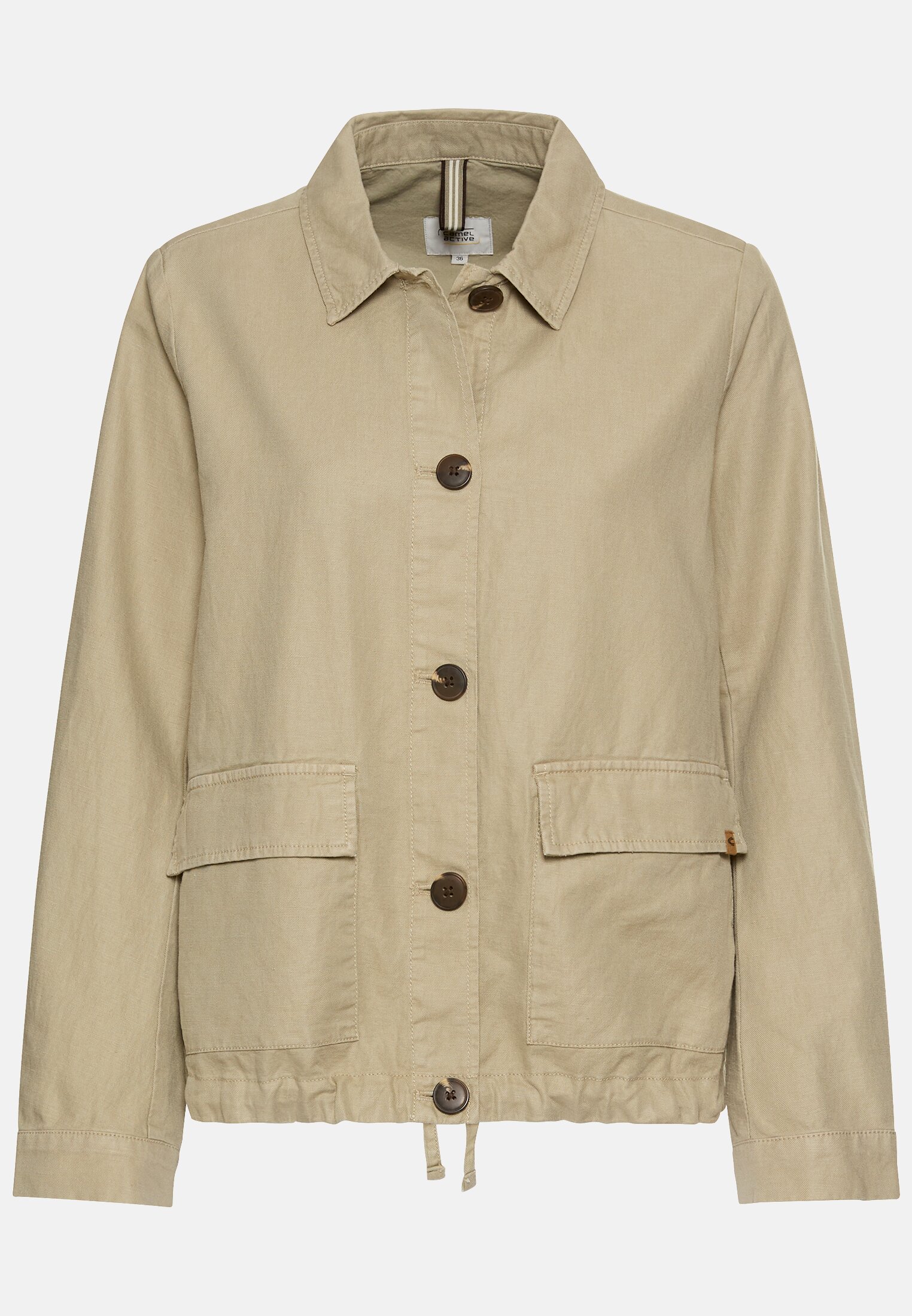 Women Lightweight blazer made from a linen blend Beige frontal front