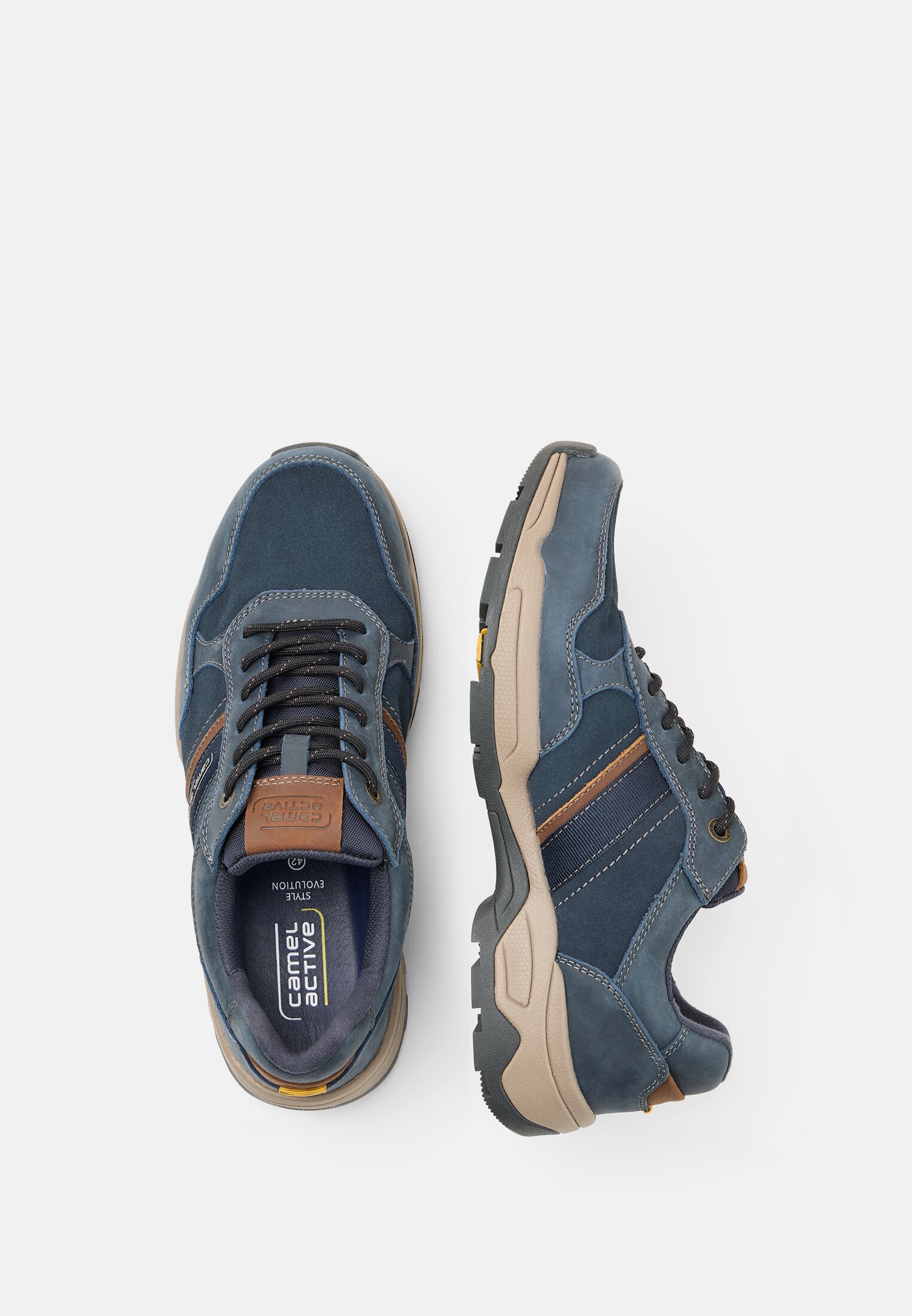 Herren EVOLUTION Sneaker aus echtem Leder Navy/natur frontal oben