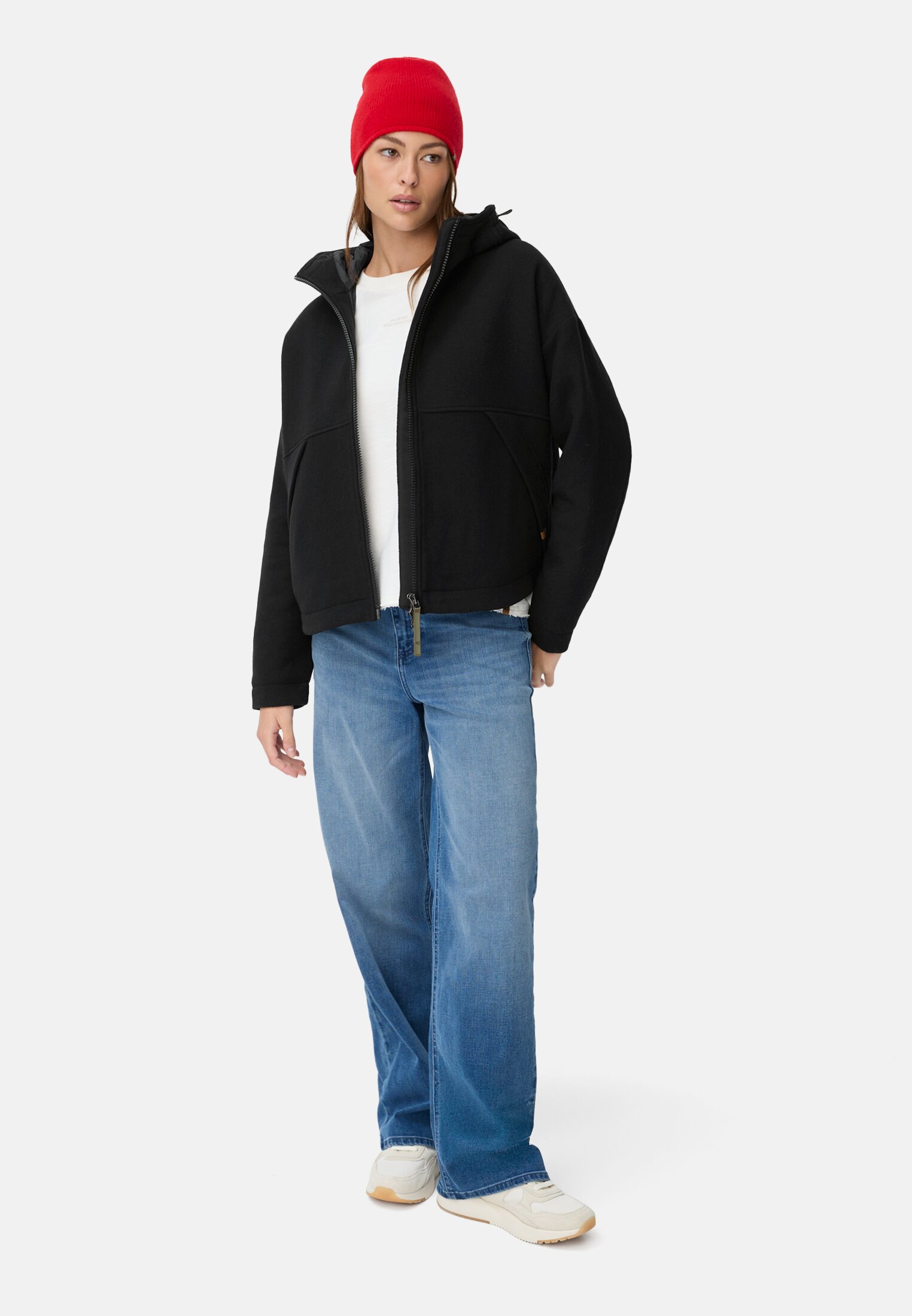 Women Jacket with reflective details Dark blue worn front full body