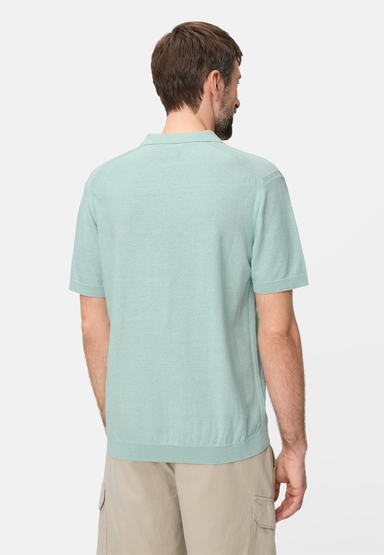 Heren Gevlekt poloshirt met korte mouwen van katoen Oceaangroen gedragen achter