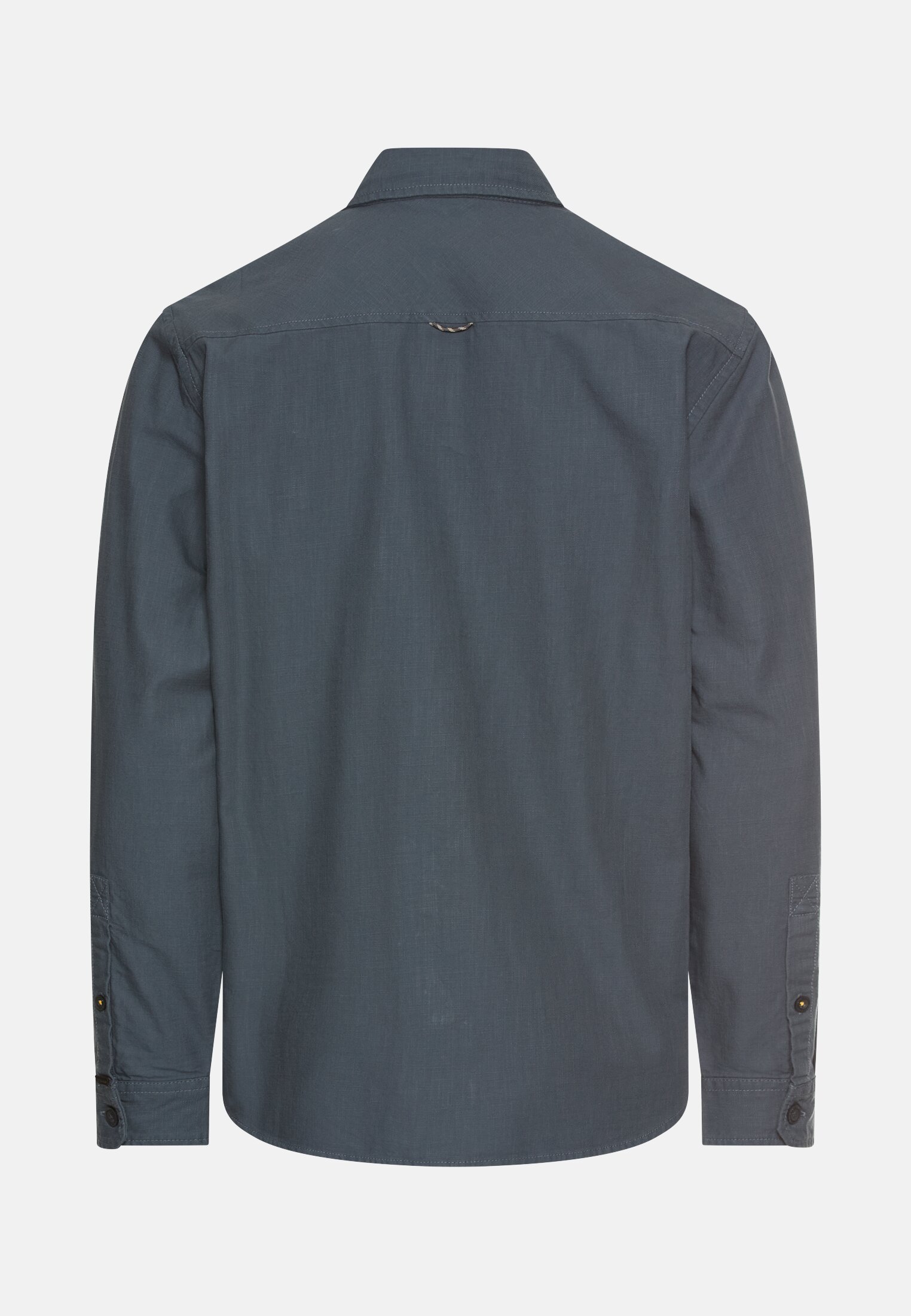 Men Long-sleeved shirt with Kent collar and chest pockets Ink blue frontal back