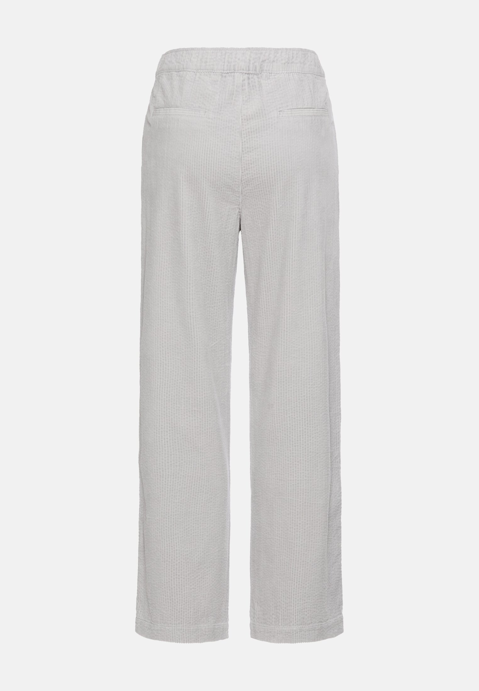 Women Cord pants with elastic waistband Grey frontal back